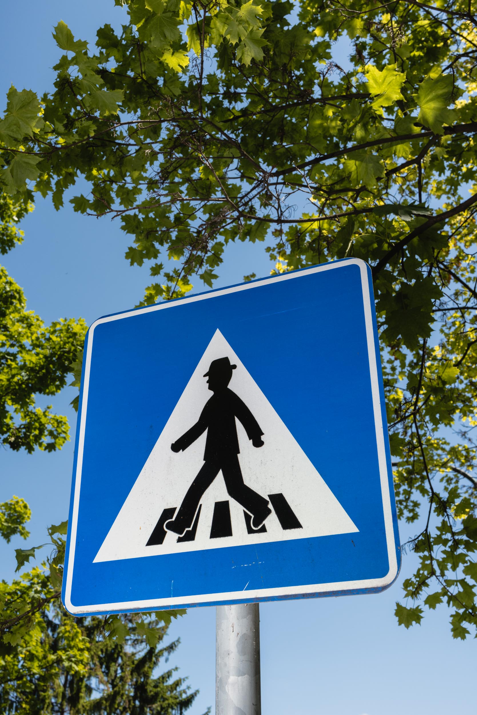 Blue man crosswalk sign Bratislava