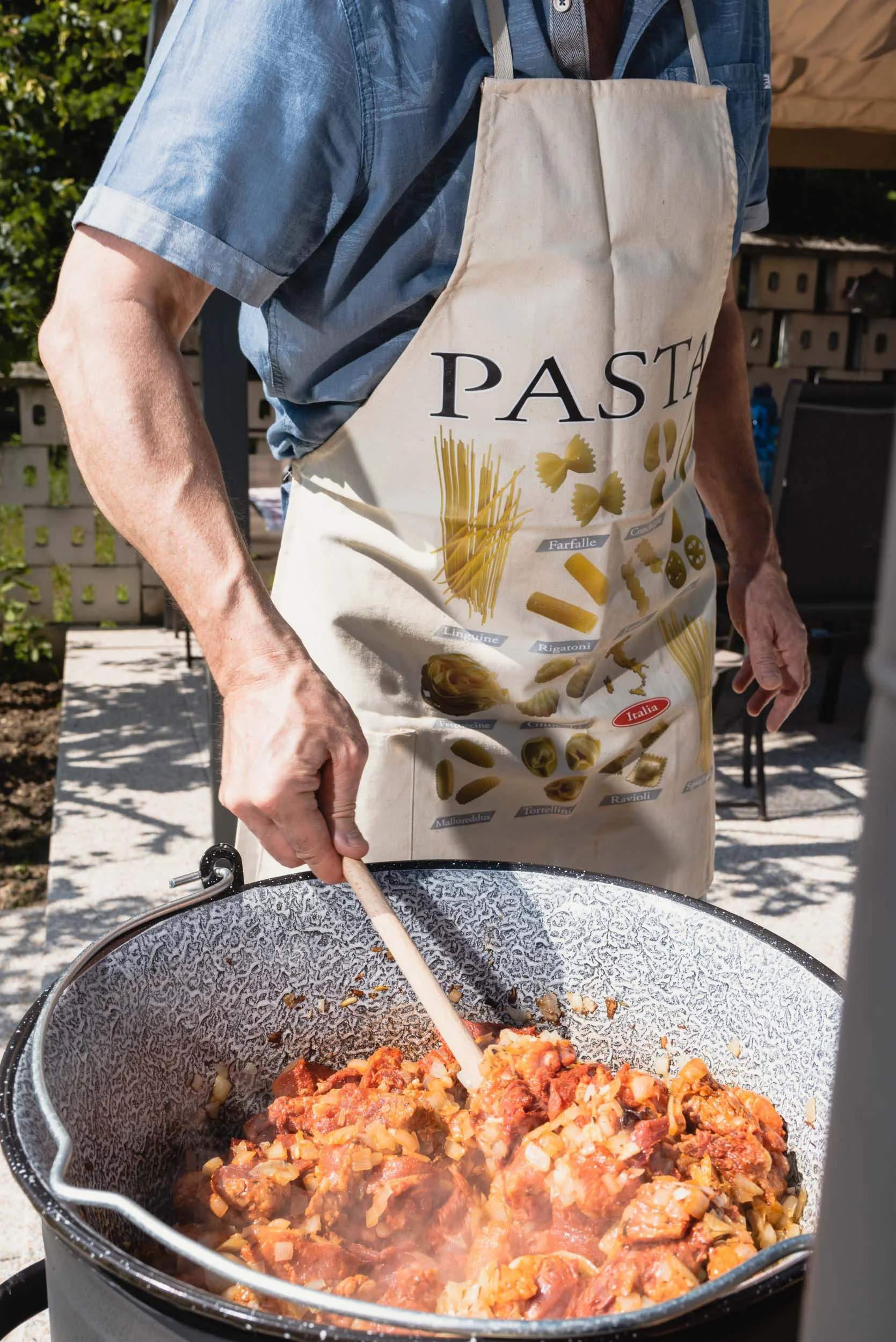 Slovak food goulash cooking outside