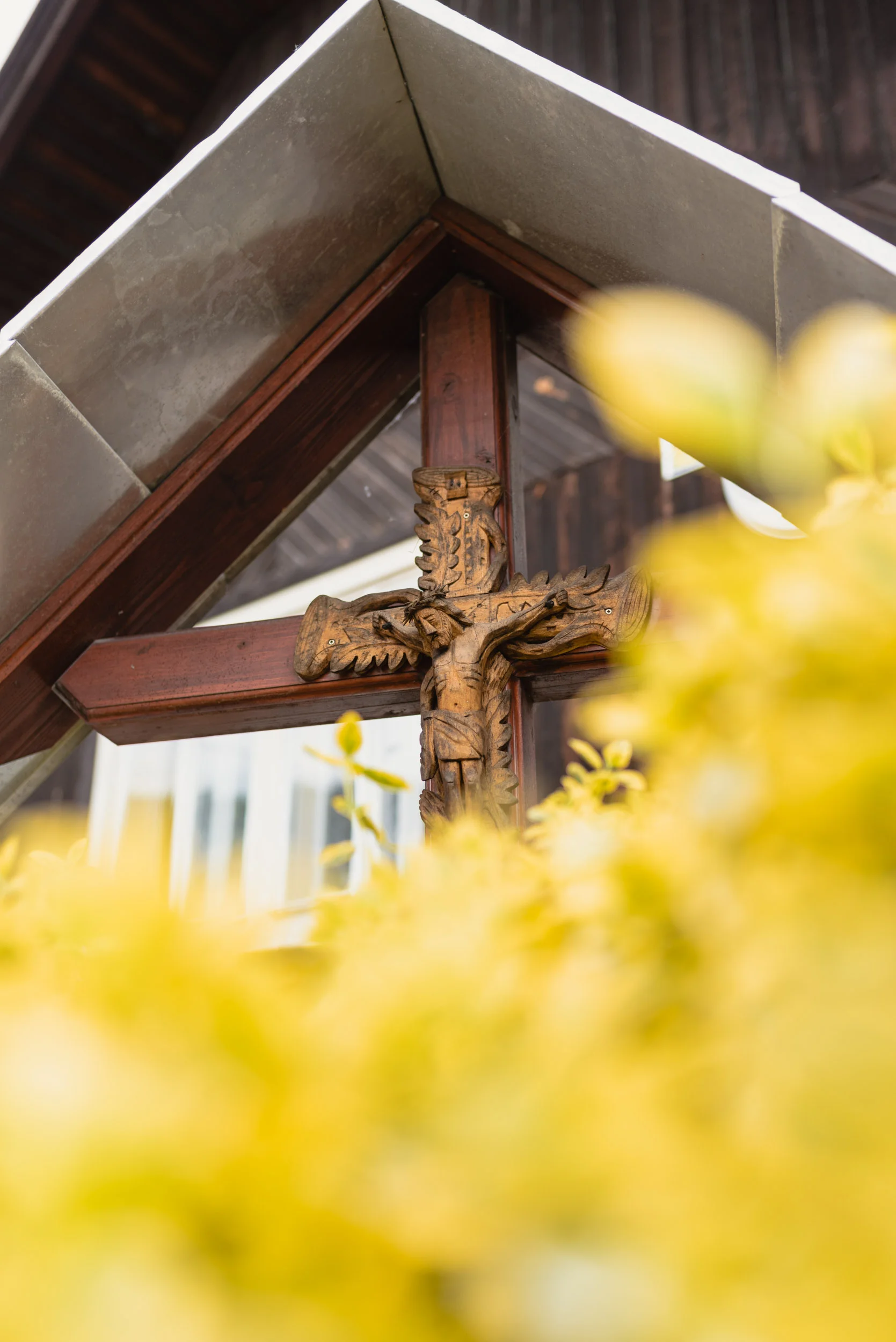 Crucifix outside old Orava house Štefanov