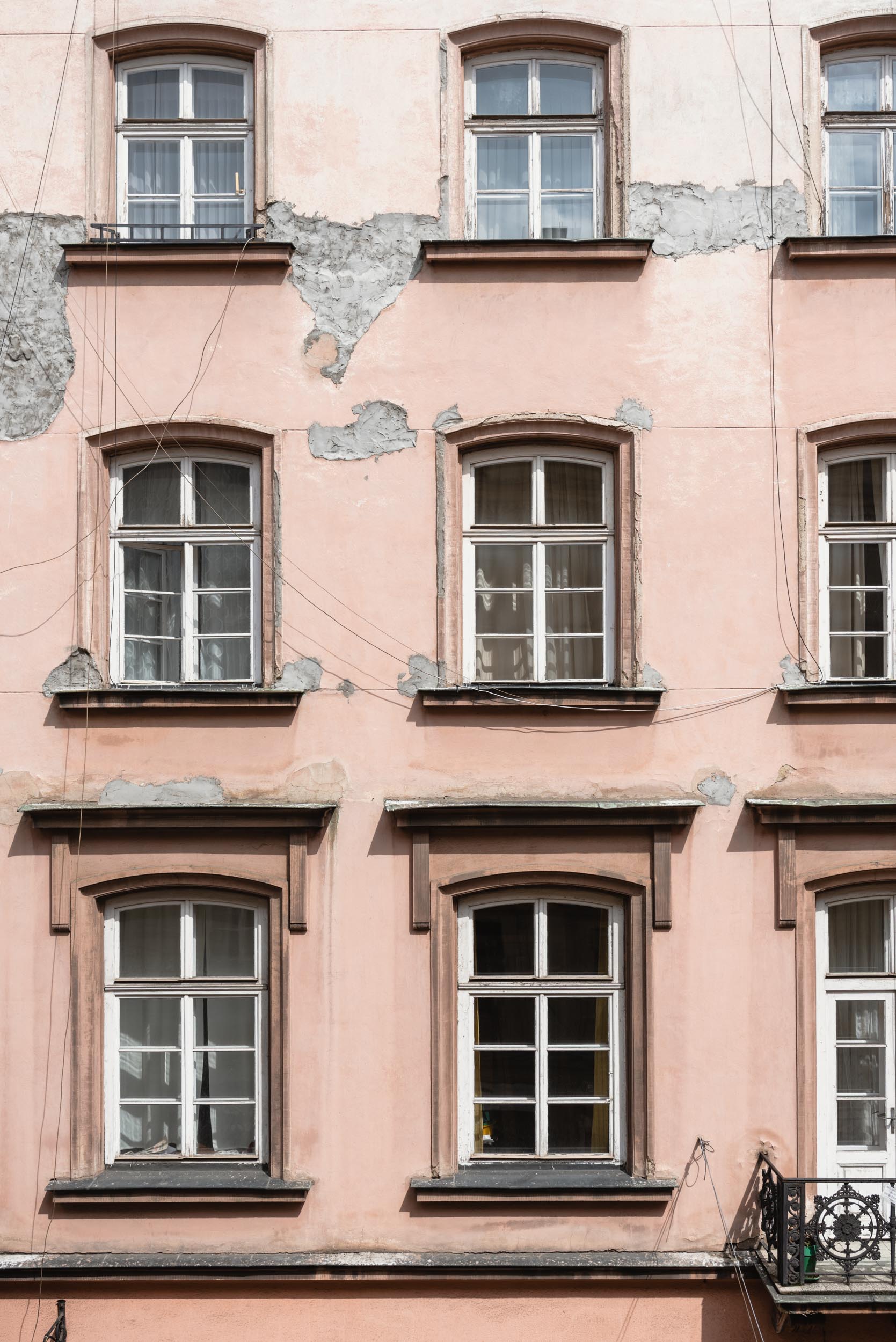 Pink building facede Krakow Old Town