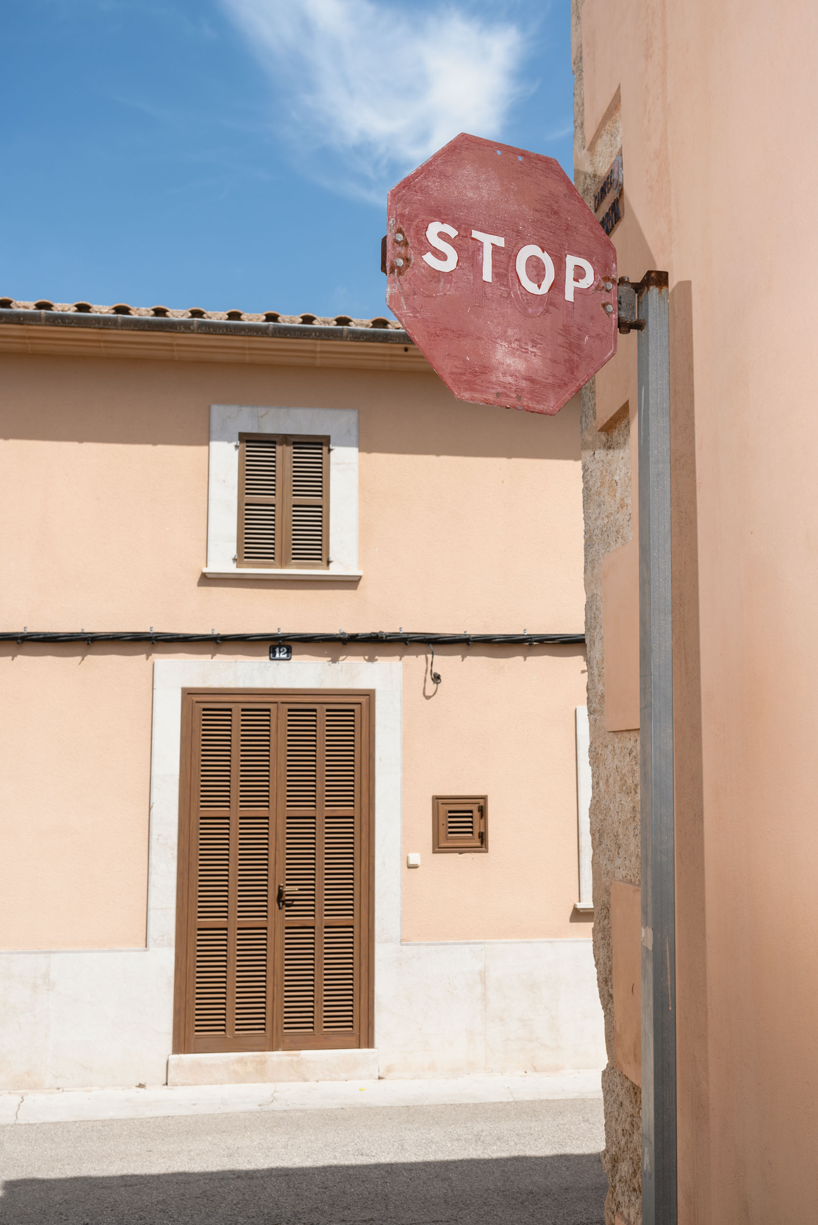 Stop sign in Sineu, Spain