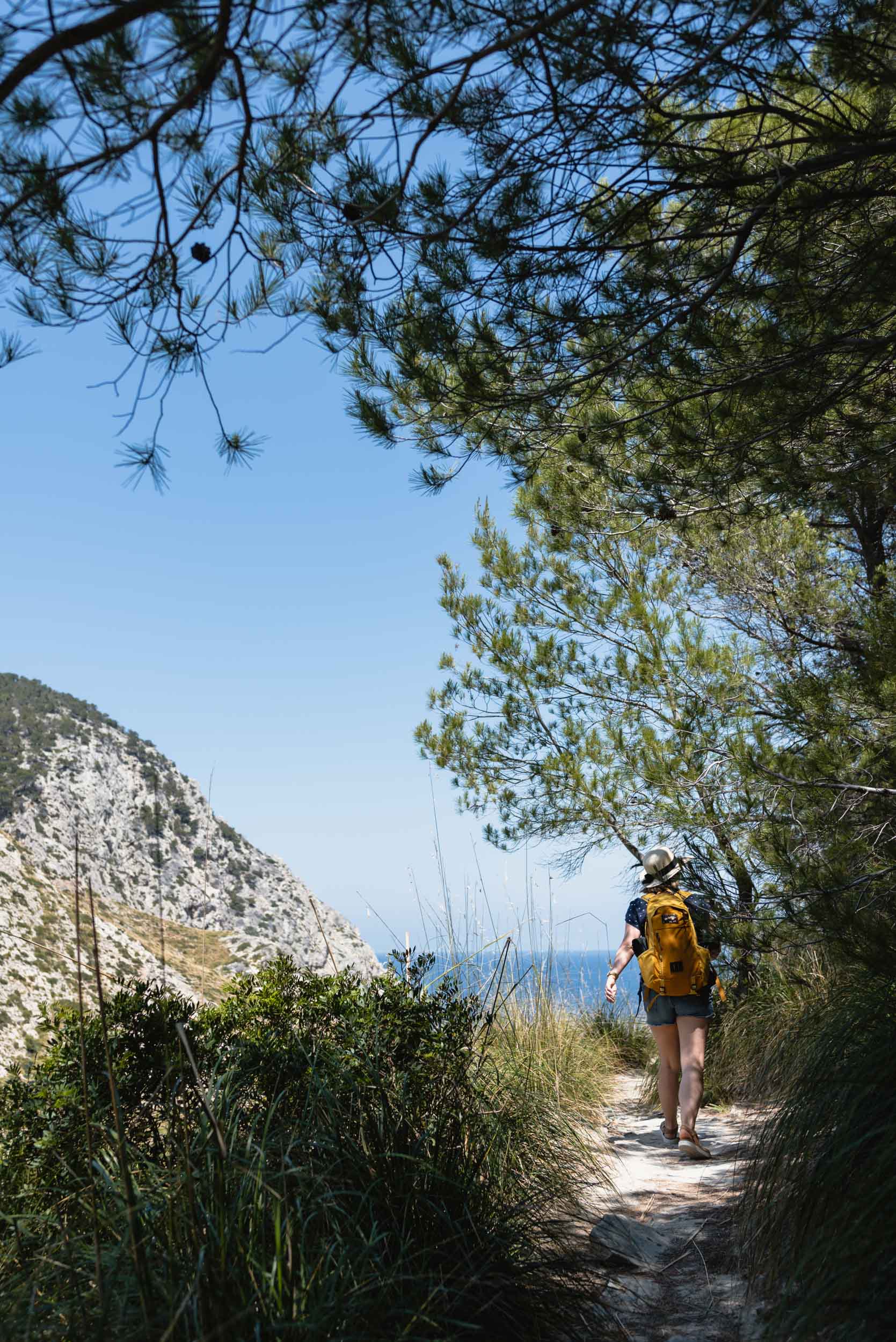 Walking down trail to Cala Figuera