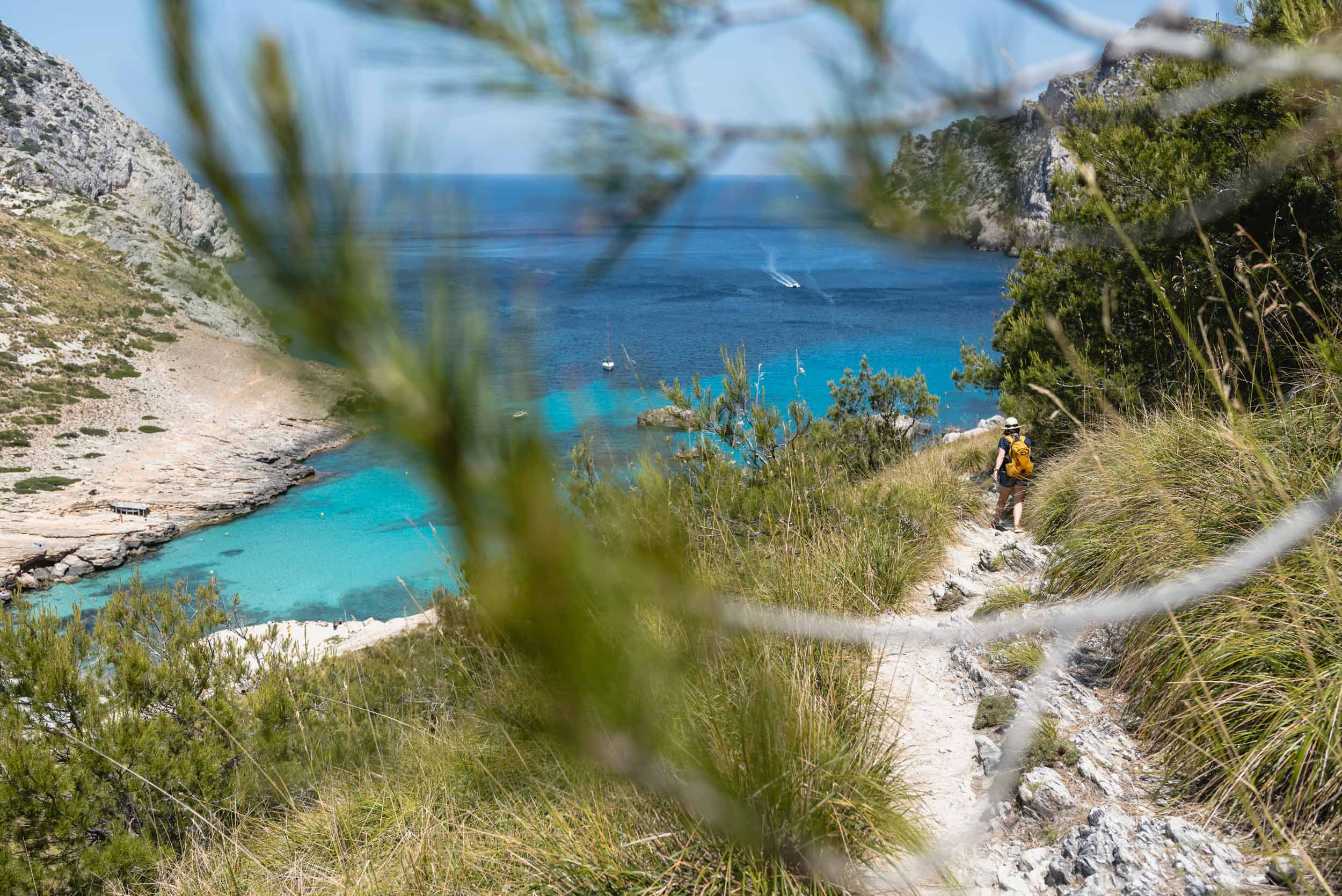 Walking down trail to Cala Figuera