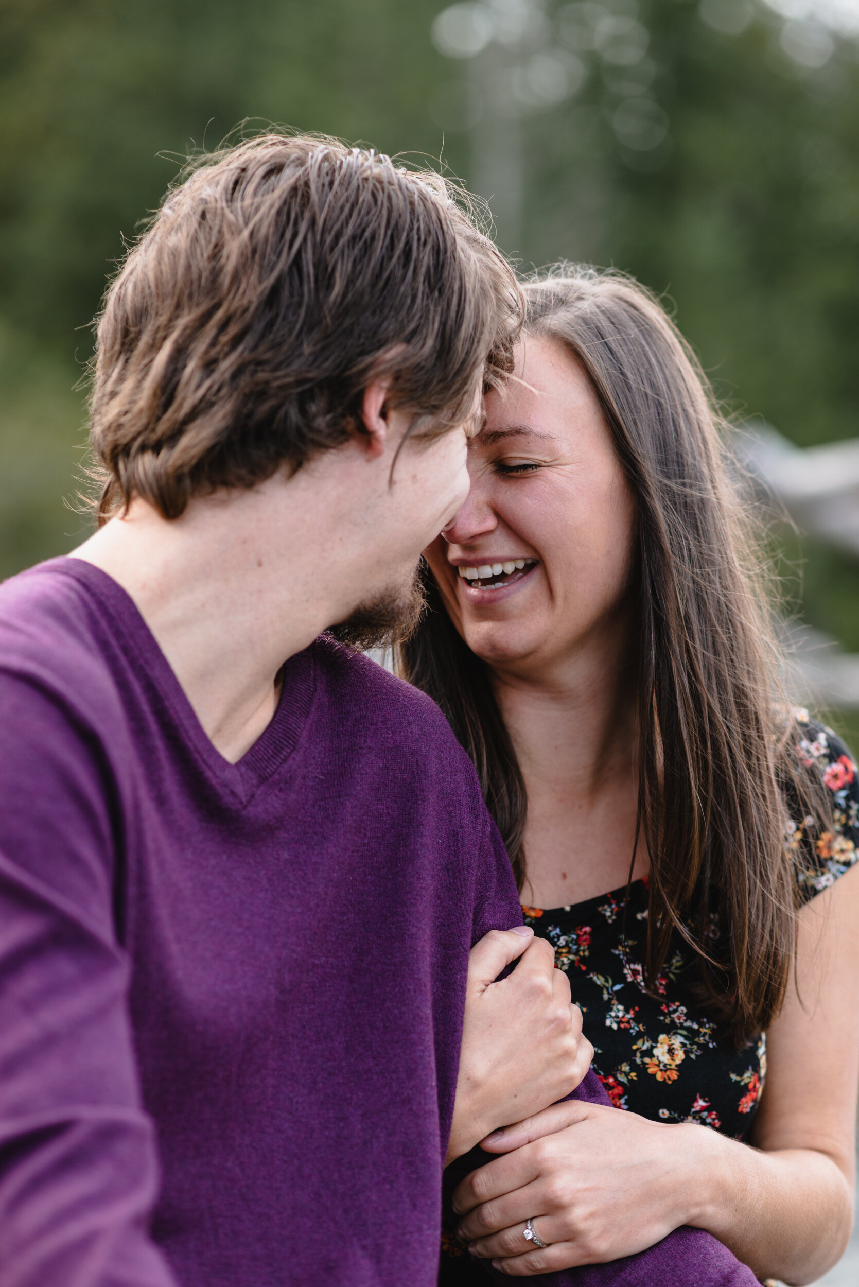 Couple embracing and smiling