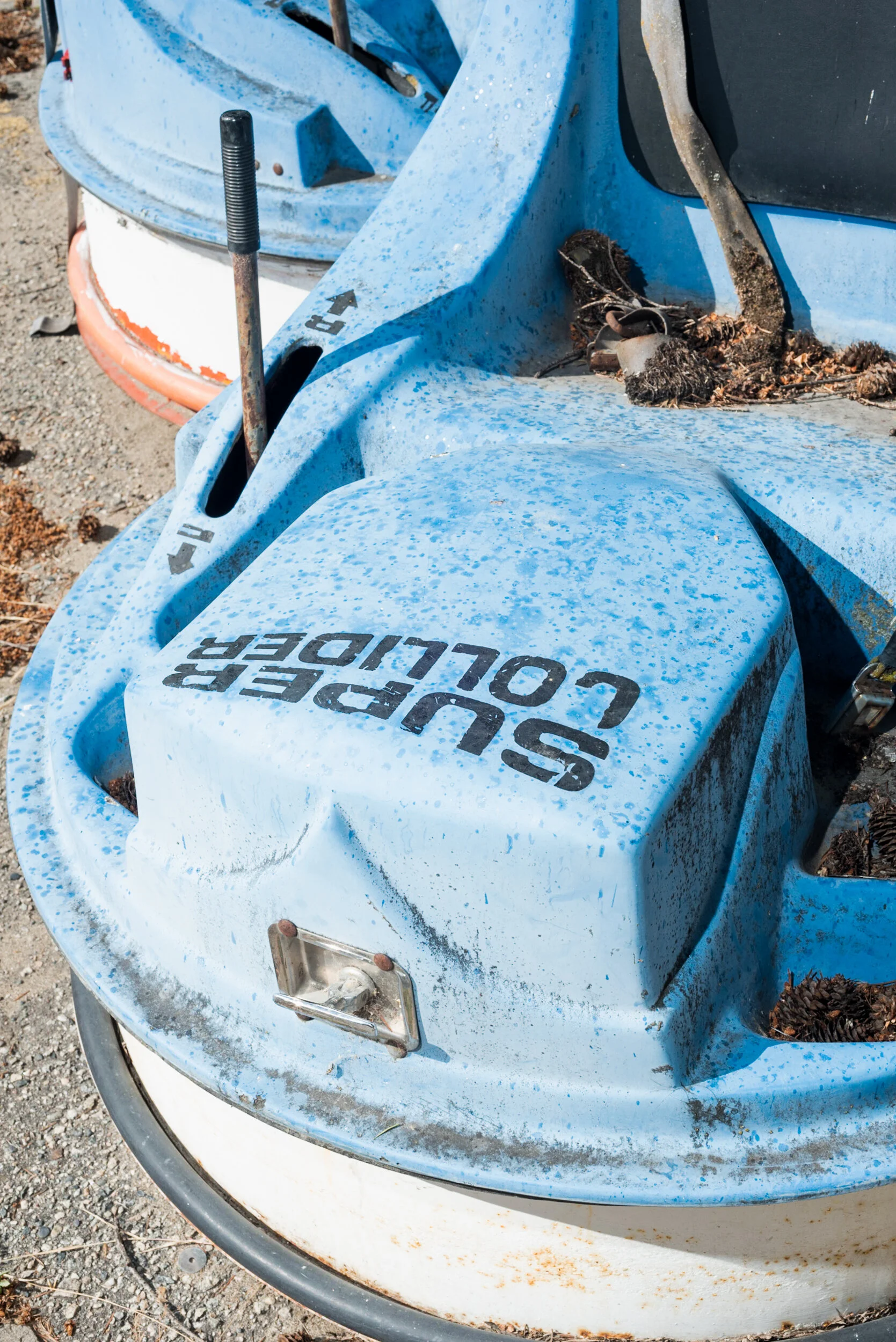 Abandoned go cart track bumper cars detail