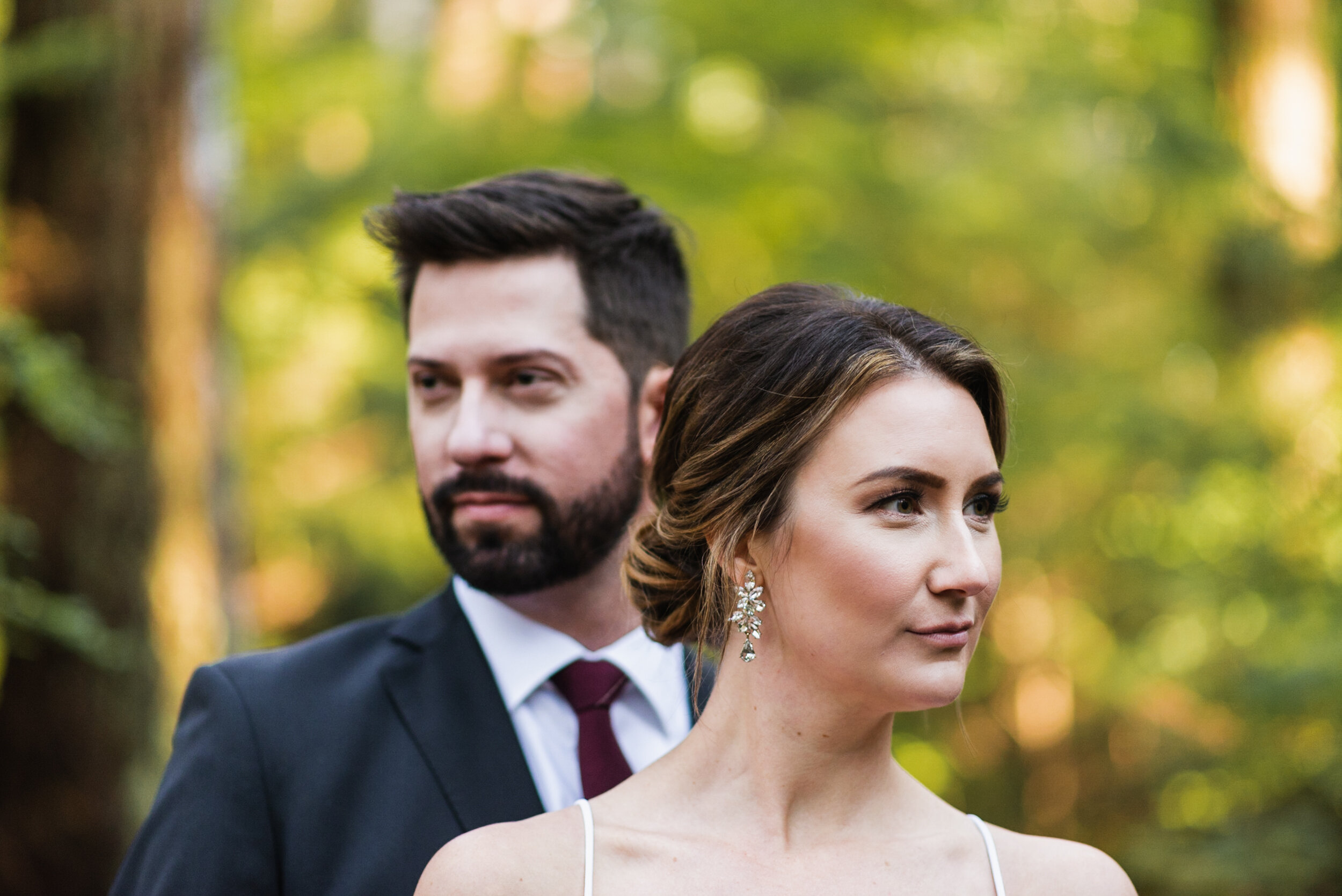 Bride and Groom portrait forest