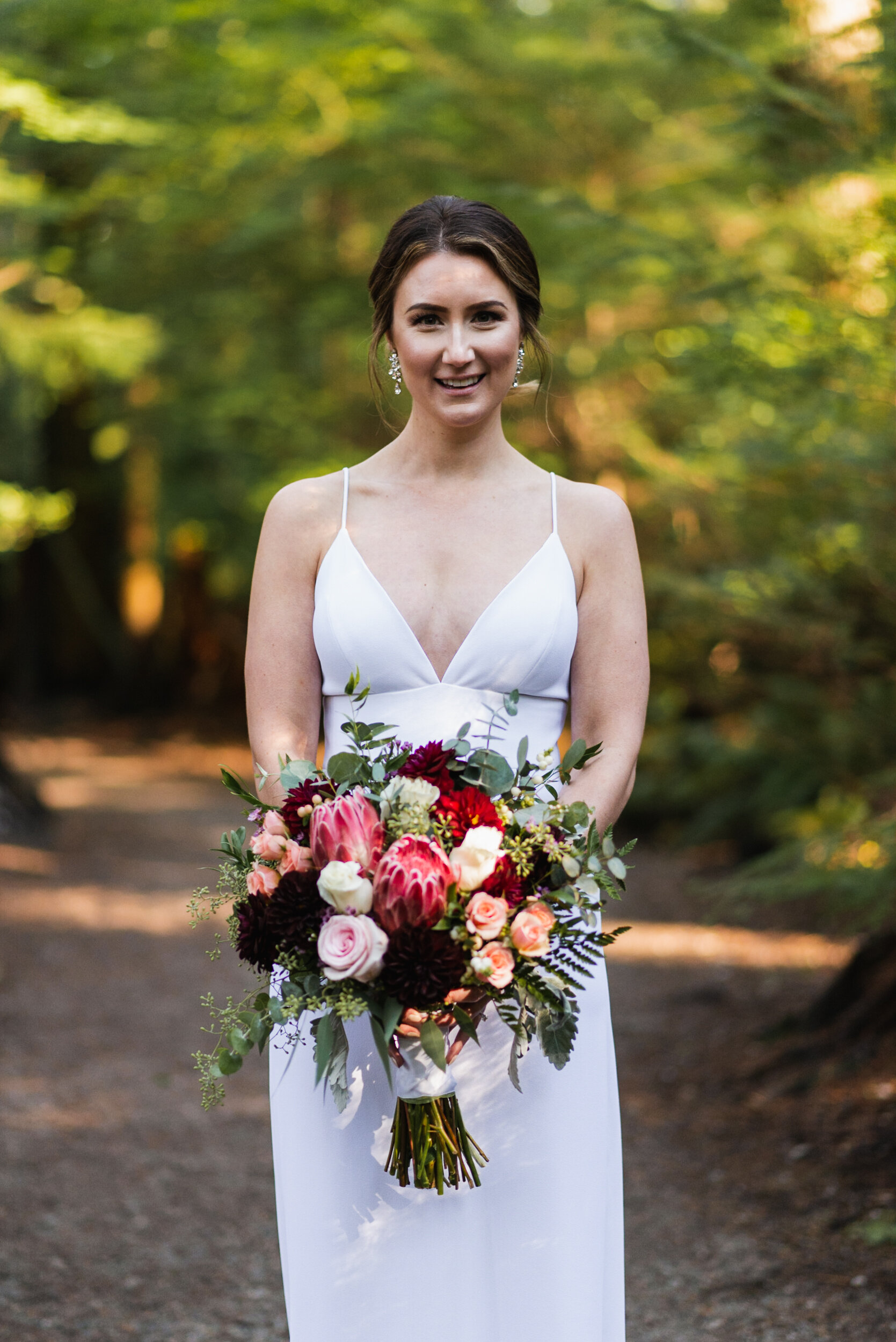 Bride bouquet portrait forest