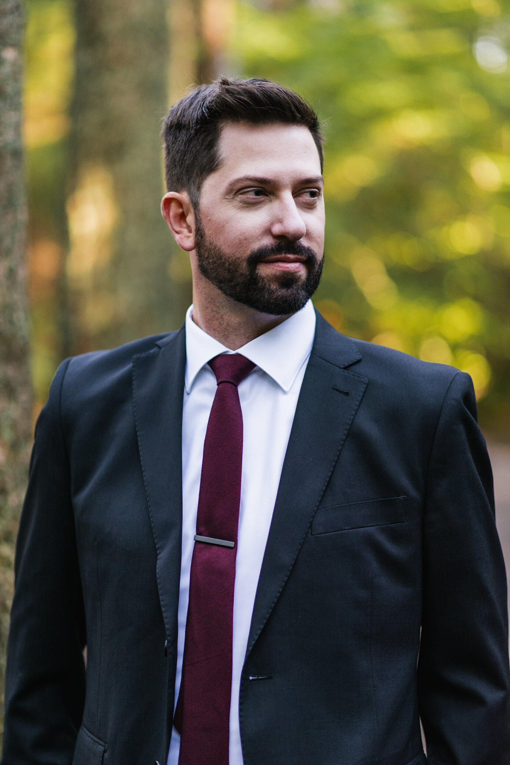 Groom portrait forest