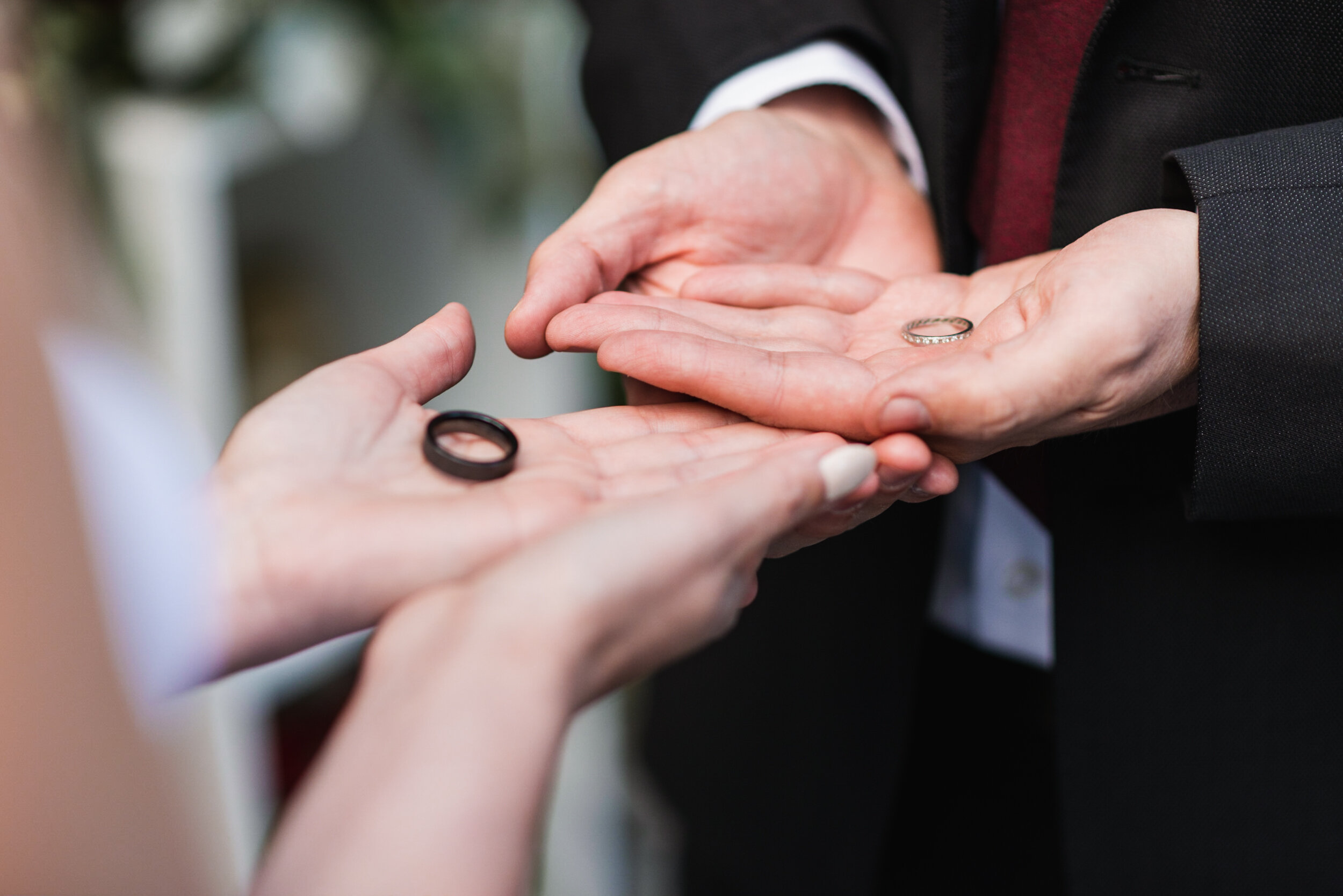 Wedding rings in hands