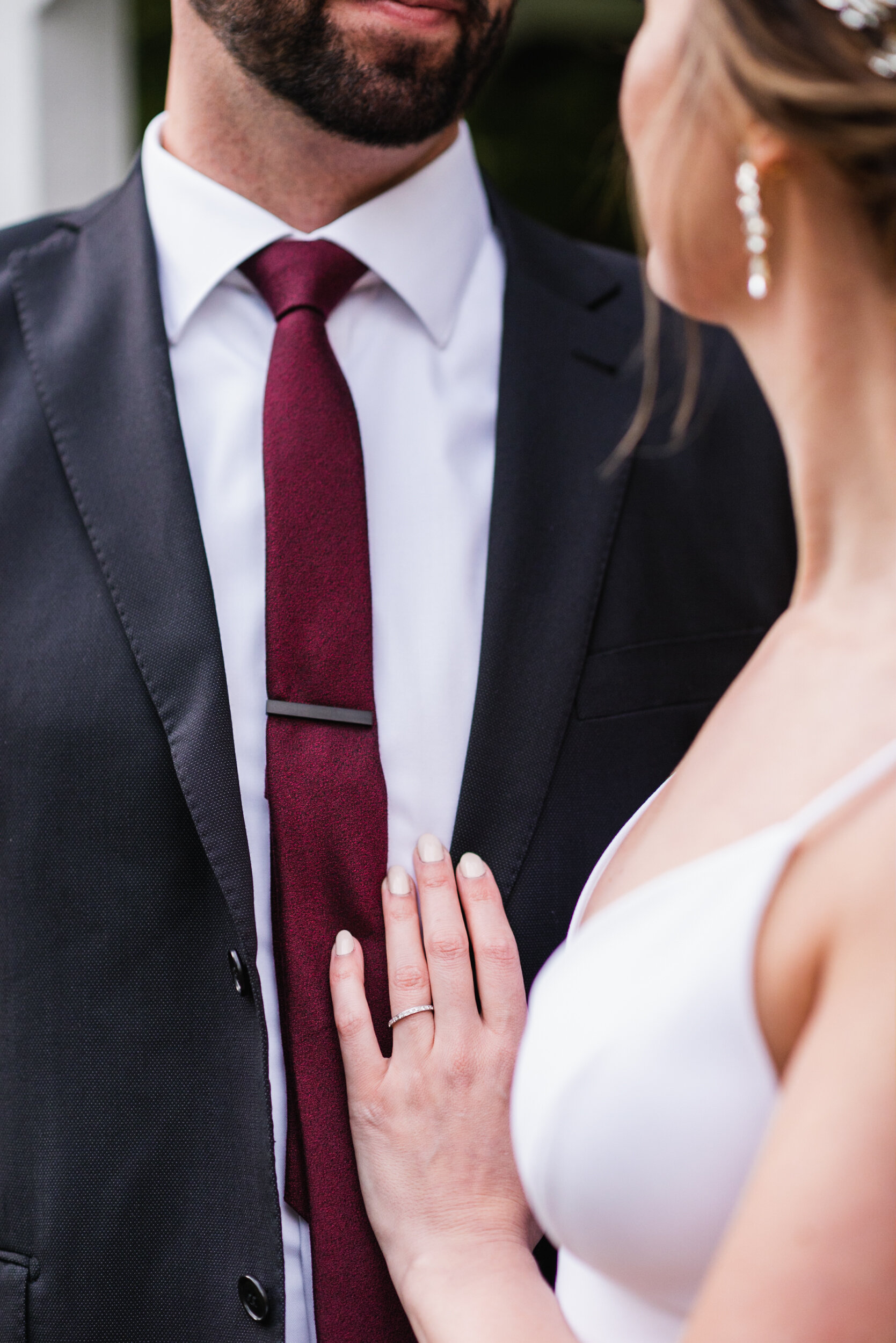 Bride and groom detail