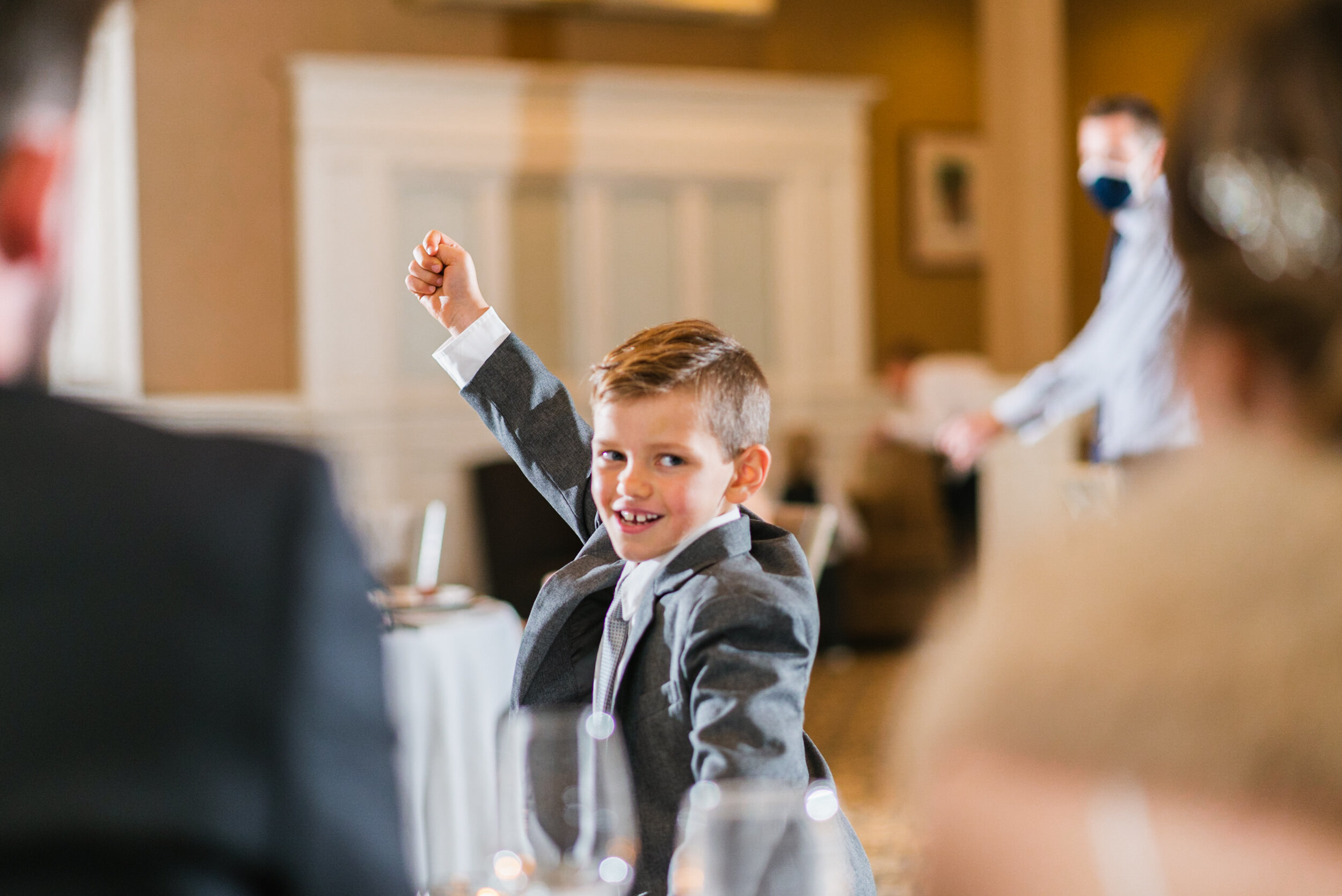 Young wedding guest at reception