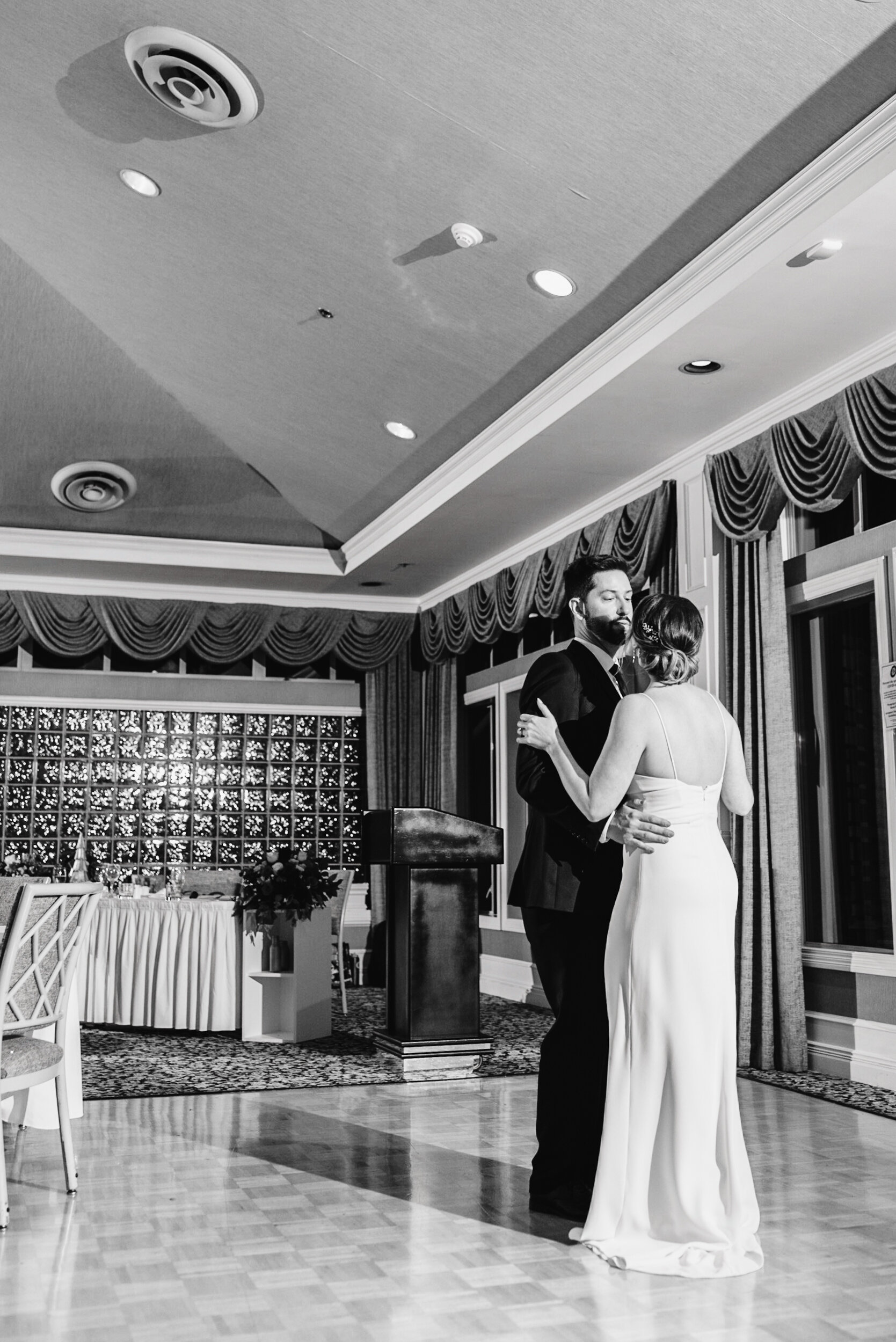 Bride and Groom first dance black and white