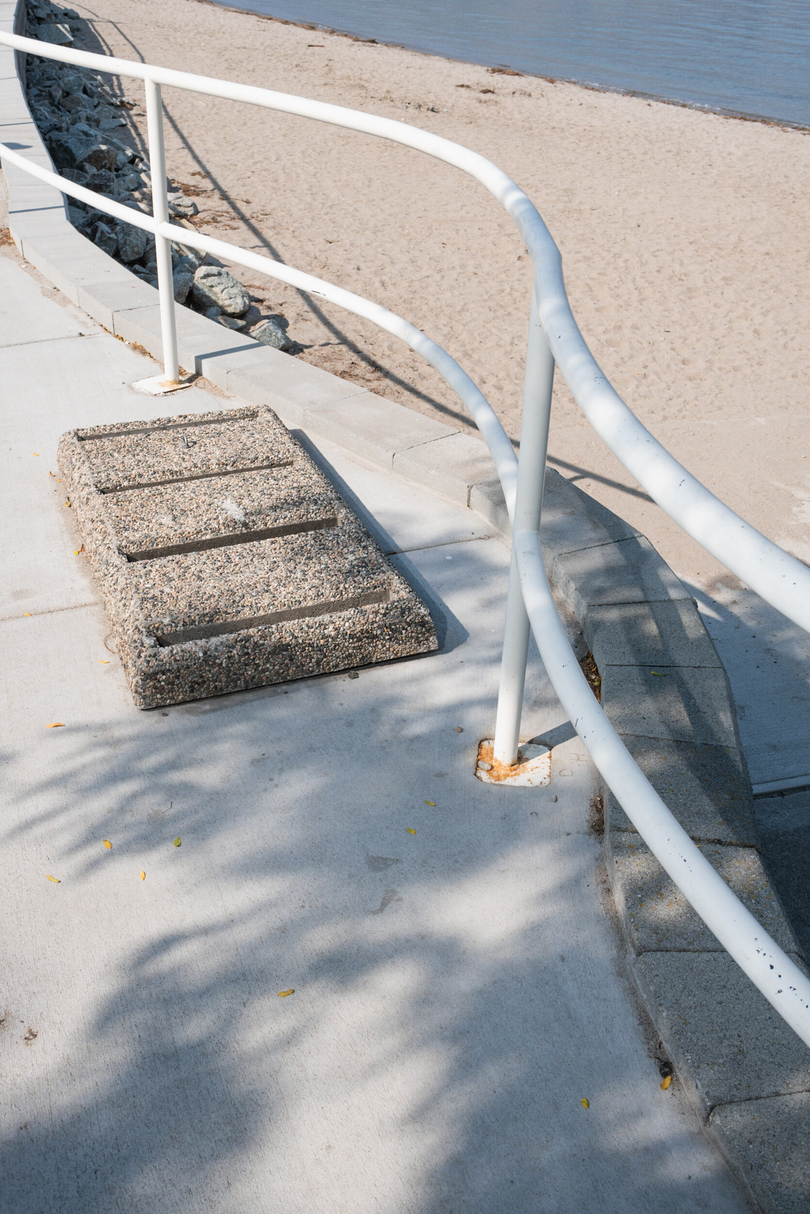 Curved white railing