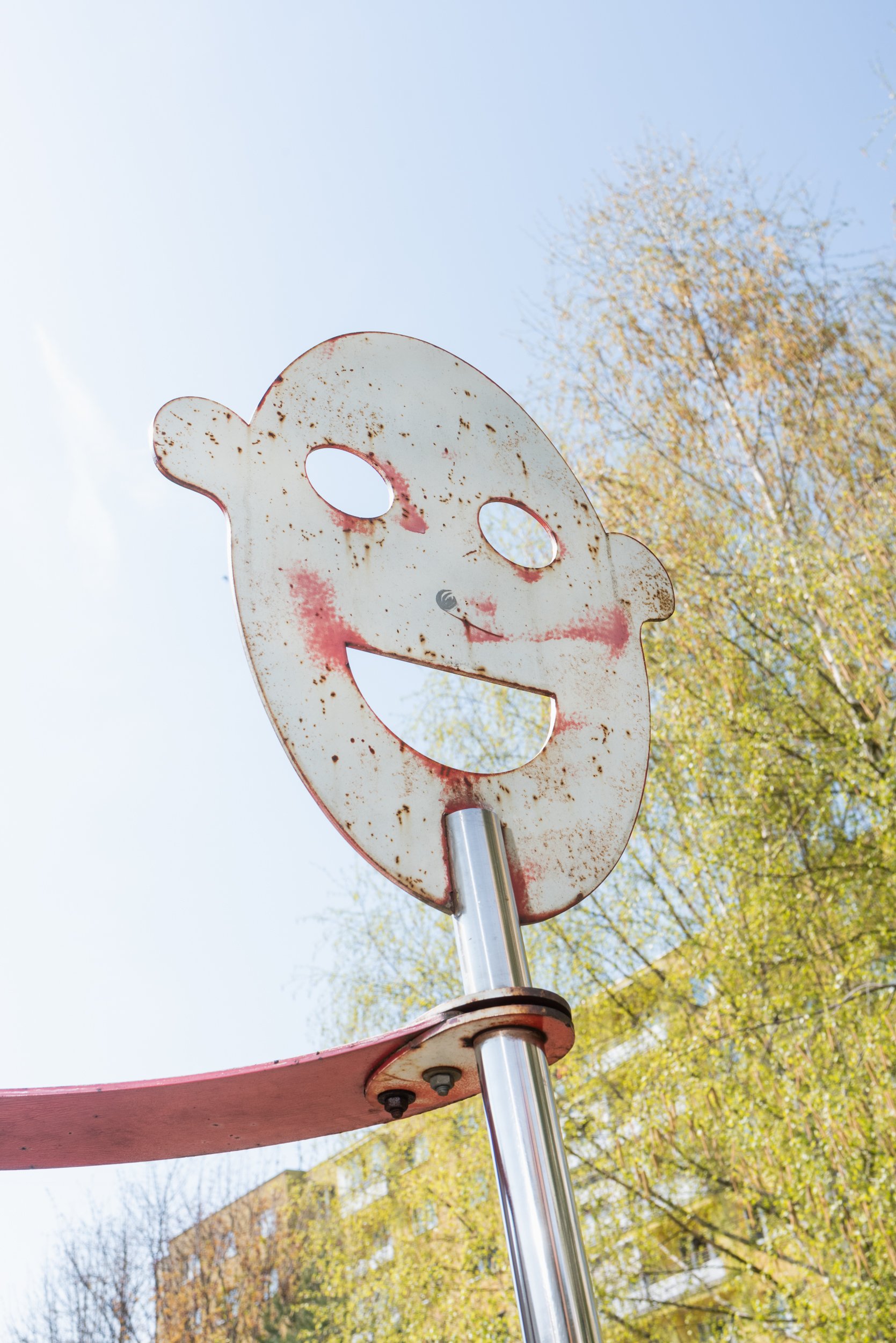 Playground face made of metal