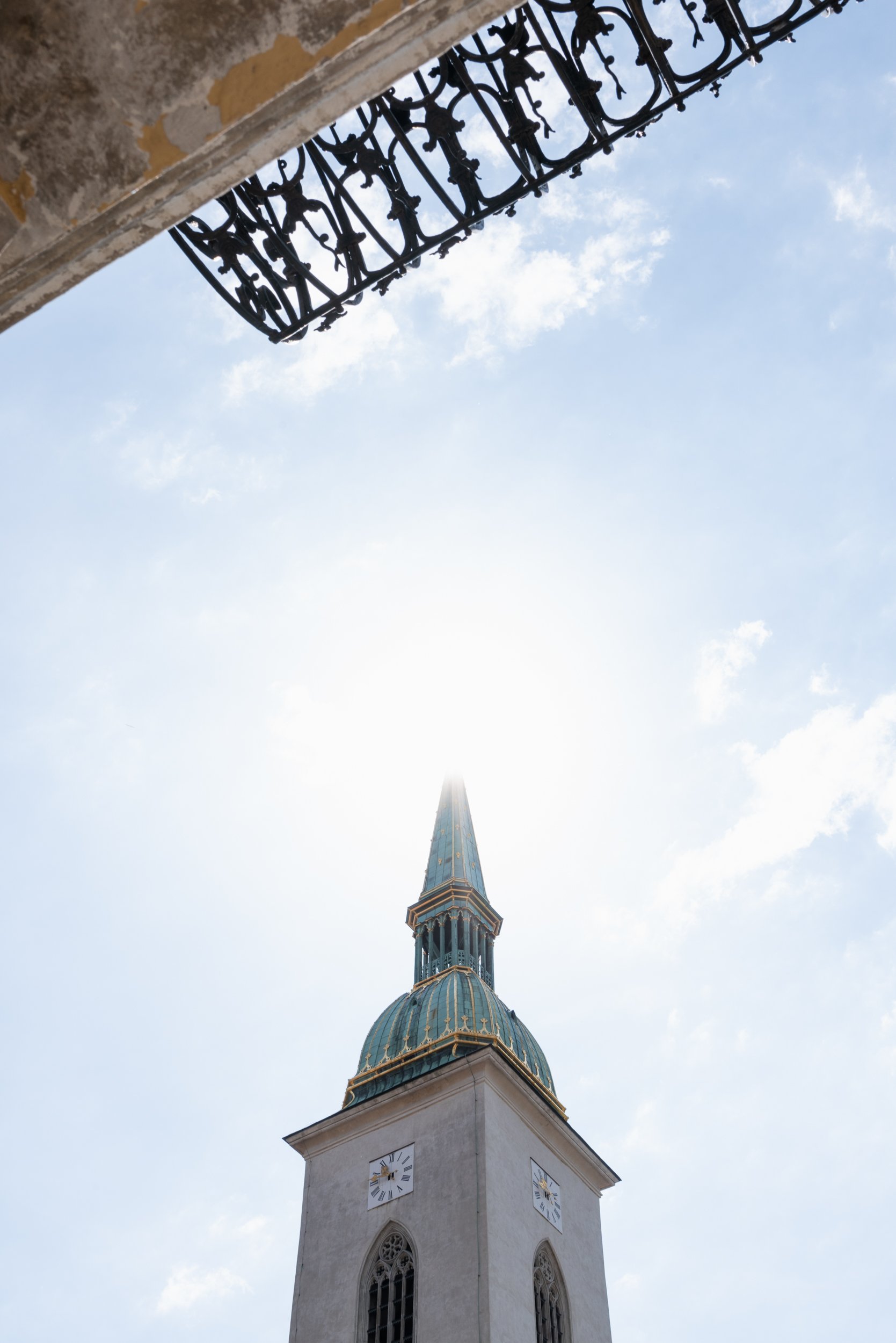 Church with sun in Bratislava