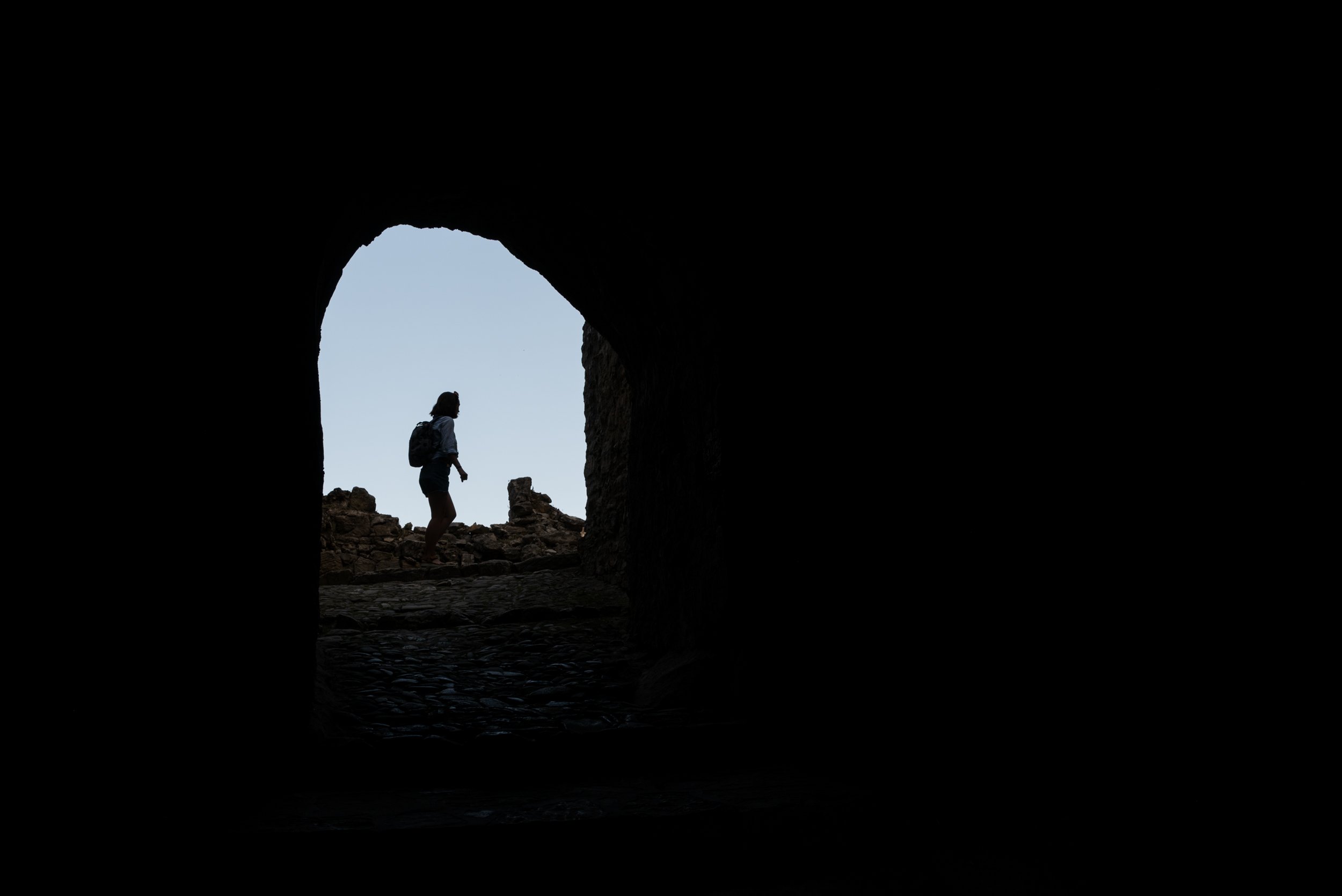 Person in archway at Sperlinga Castle