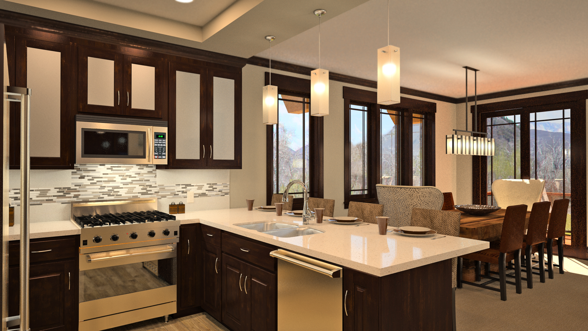 3D rendering of Park Cities town home.