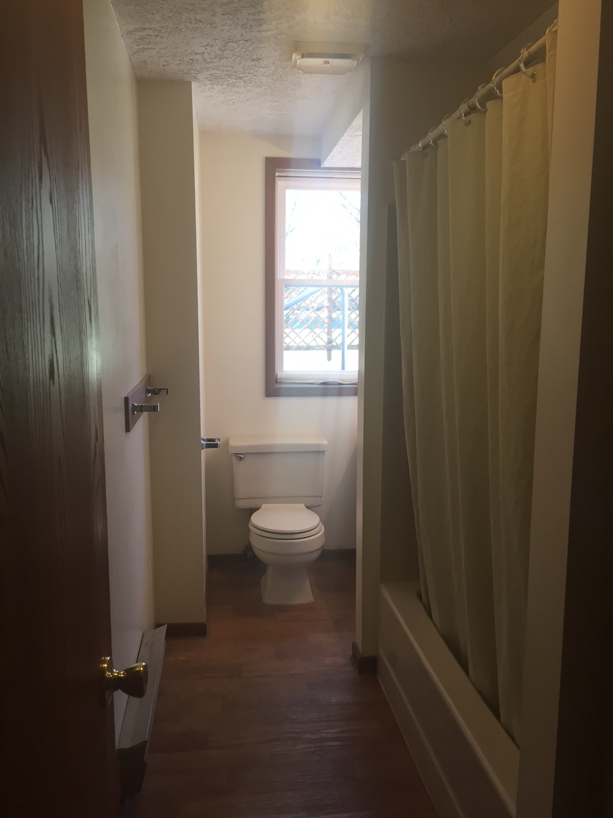 Bathroom with shower tub combination
