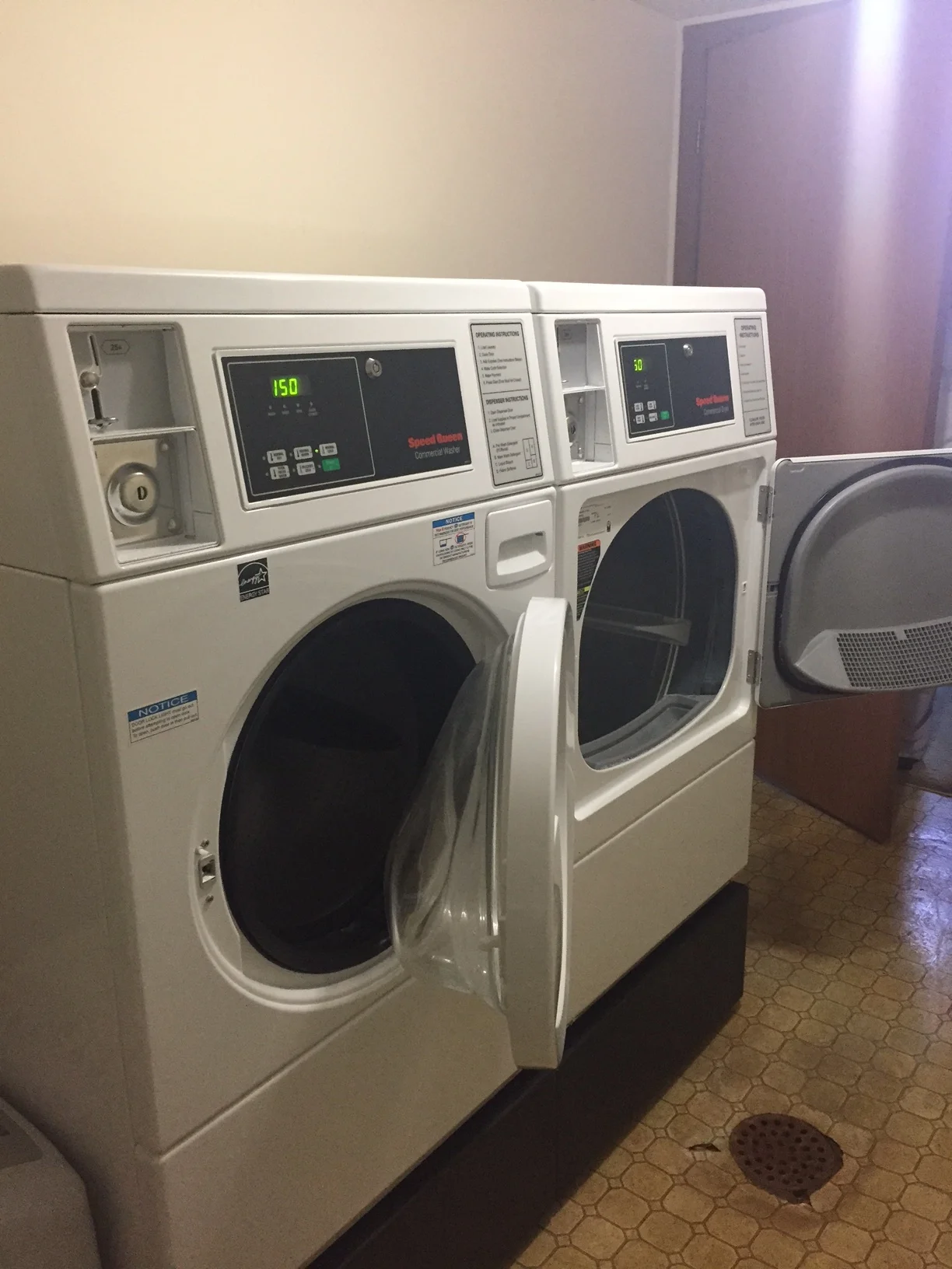 On site washing machines and dryers