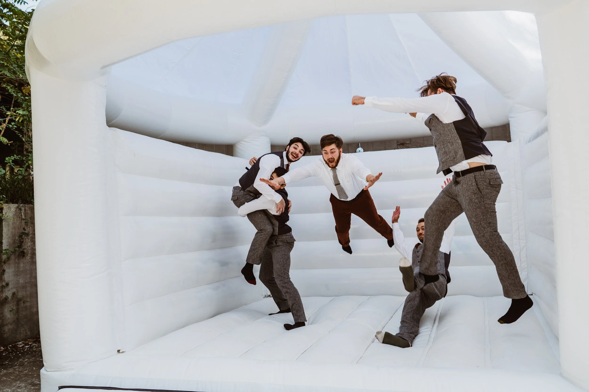 Jumping for Joy on his wedding day