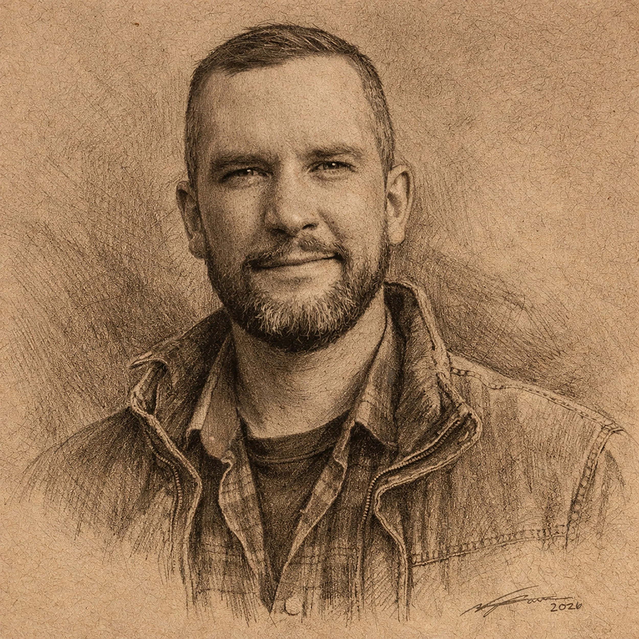 Self portrait of Canadian artist Norman Rawn.