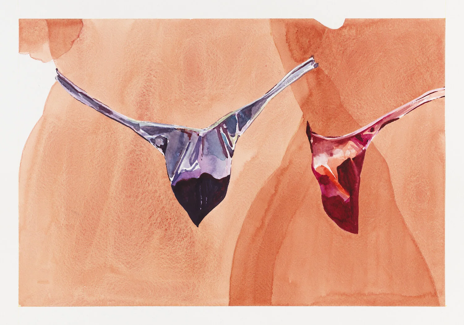 Purple/Red Competition trunks Watercolor on paper 18x 24in. 2017