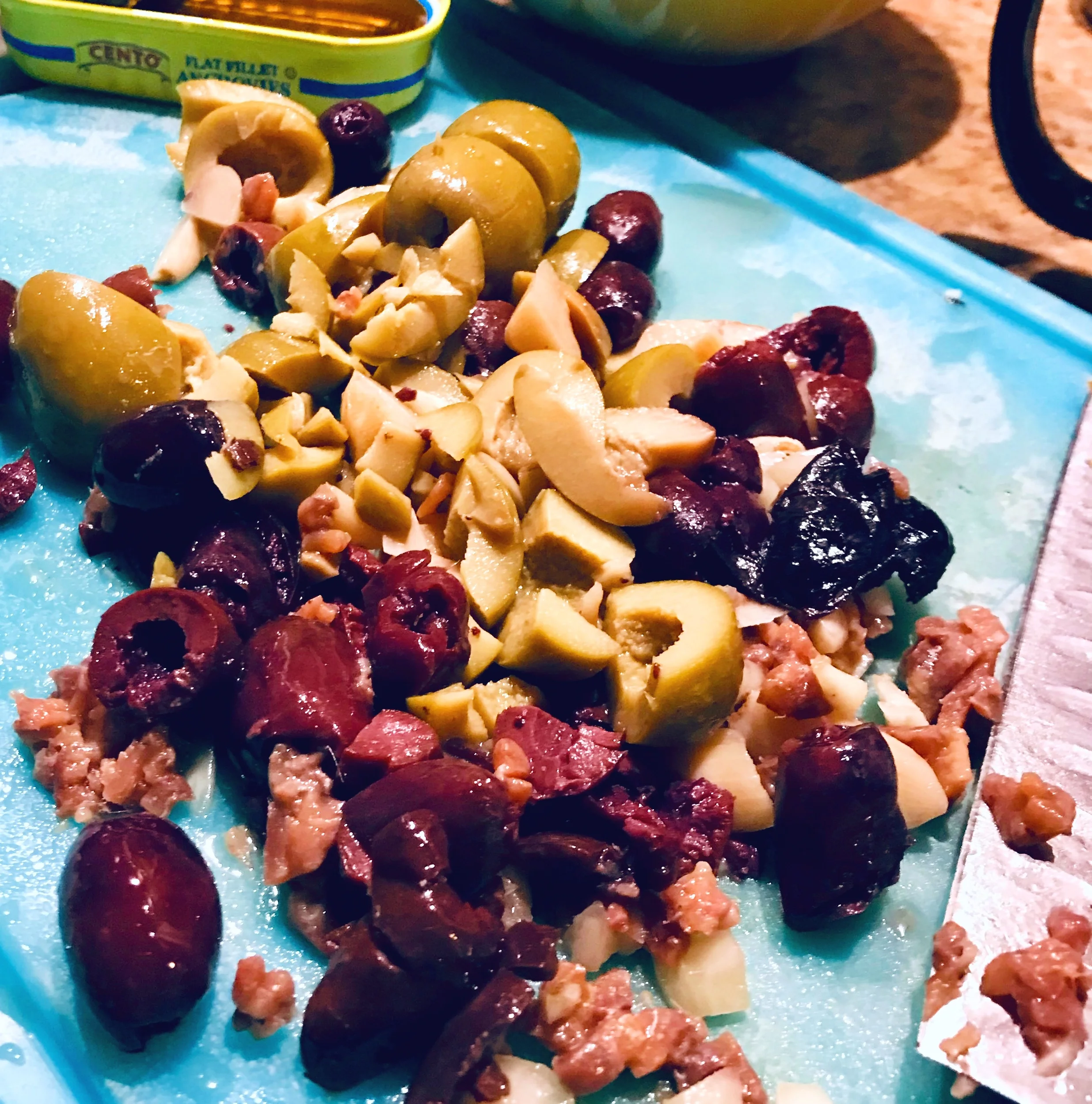 olives, anchovies, and garlic… just a typical Thursday night.