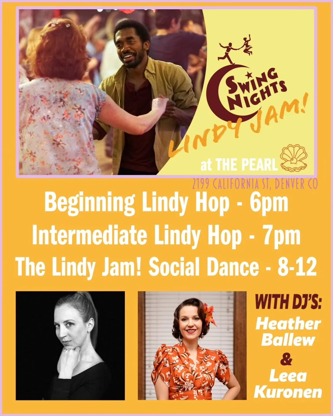 Join us TONIGHT (10/21) for LINDY JAM #183 at The Pearl! Swing out with DJ's Heather Ballew and Leea Kuronen! Dine downstairs in the Rose Room Cafe! Bring your own water bottle. Please stay home if you feel unwell! Be safe, have fun! $13
It's week 3