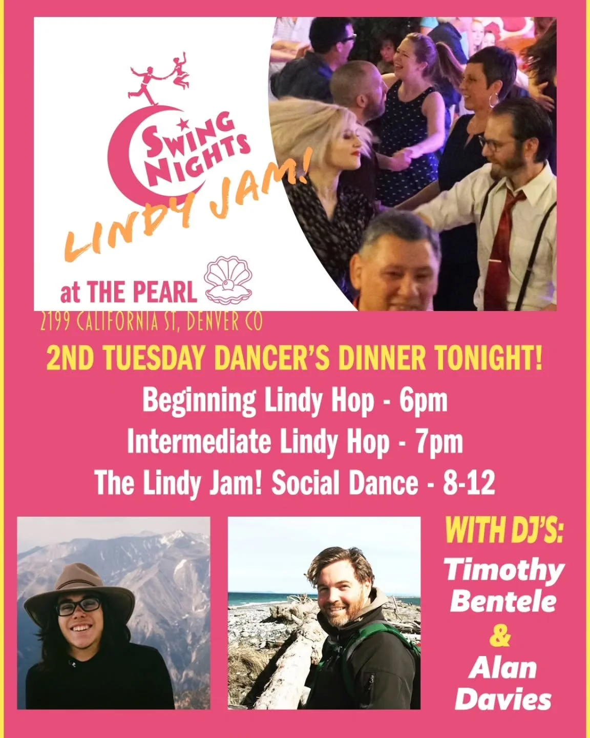 Join us TONIGHT (11/11) for LINDY JAM #186 at The Pearl! Swing out with DJ's Timothy Bentele and Alan Davies! Bring your own water bottle. Please stay home if you feel unwell! Be safe, have fun! $13 

DANCER'S DINNER: The meet-up is happening downsta