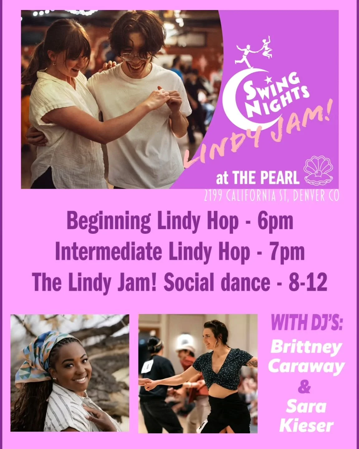 Join us TONIGHT (11/25) for LINDY JAM no. 188 at The Pearl! Swing out with DJ's Brittney Caraway and Sara Kieser! Dine downstairs in the Rose Room Cafe. Bring your own water bottle. Please stay home if you feel unwell! Be safe, have fun! $13 

It's w
