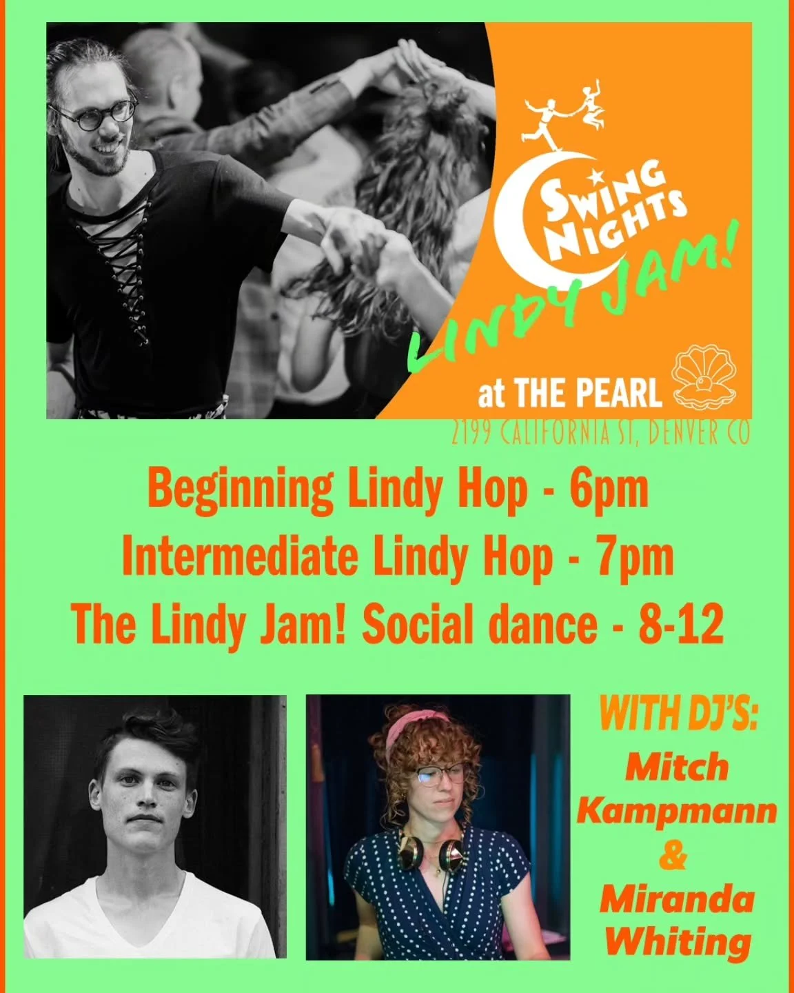 Join us TONIGHT (12/2) for LINDY JAM no. 189 at The Pearl! Swing out with DJ's Mitch Kampmann and Miranda Whiting! Dine downstairs in the Rose Room Cafe! Bring your own water bottle. Please stay home if you feel unwell! Be safe, have fun! 8-close, $1