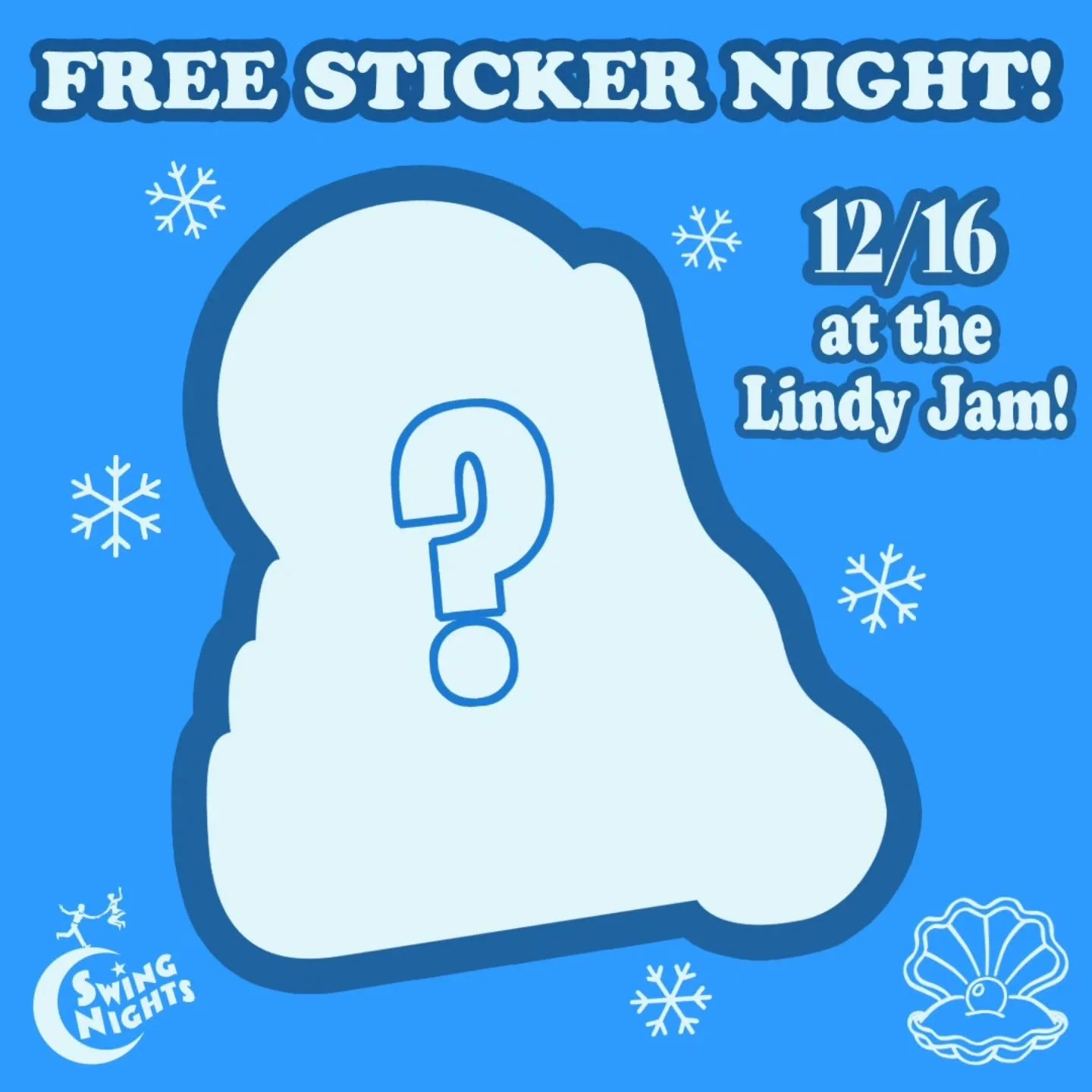 Stickers are our love language!

On the third Tuesday of each month, come to a Swing Nights class (or the dance) and receive a limited edition sticker. One per person per night while supplies last. Designed by local artists as Lindy Hop, Pearl, Merc,