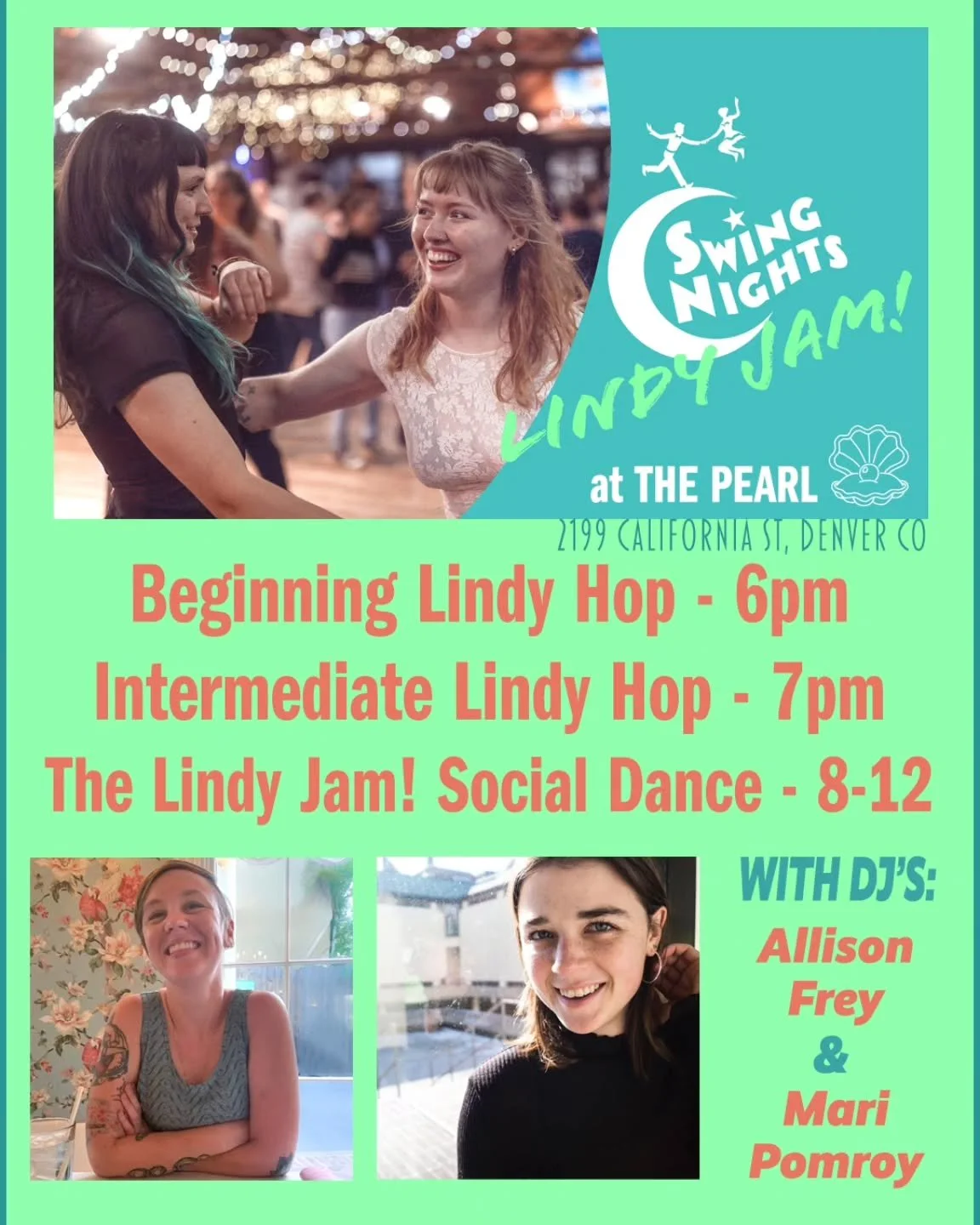 Join us TONIGHT (12/16) for LINDY JAM no. 191 + FREE STICKER NIGHT at The Pearl! Swing out with DJ's Allison Frey and Mari Pomroy! Dine downstairs in the Rose Room Cafe! Bring your own water bottle. Please stay home if you feel unwell! Be safe, have 