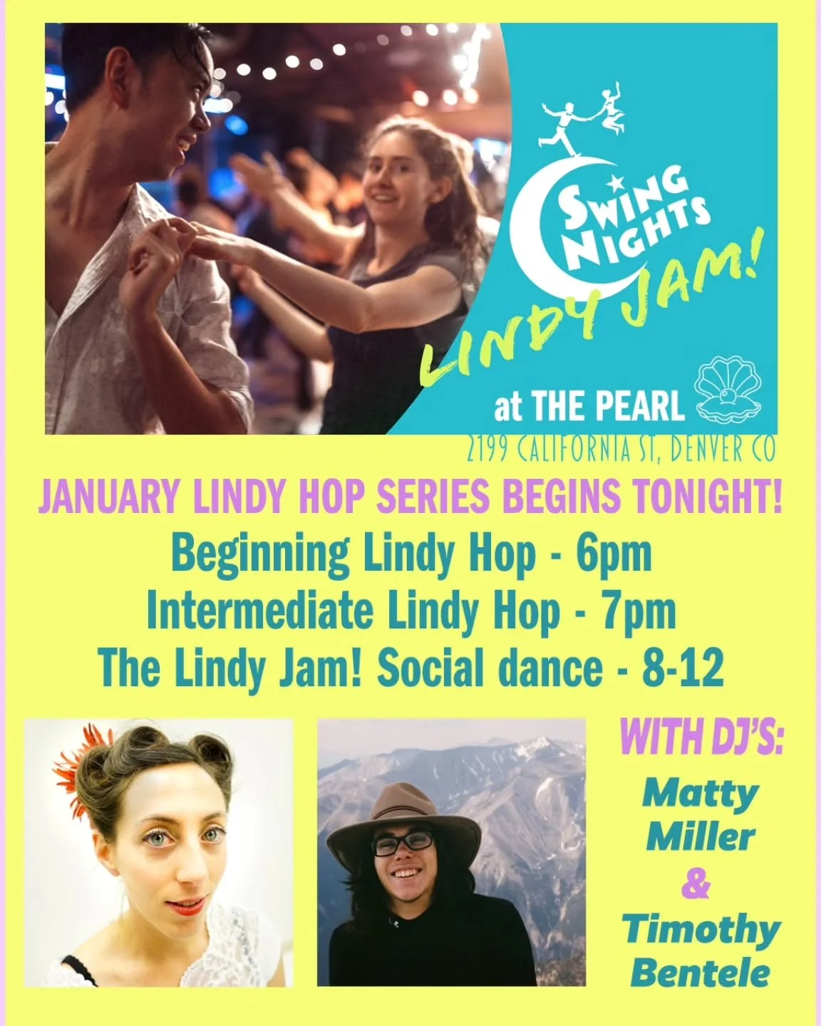 Join us TONIGHT (1/6) for LINDY JAM no. 194 and The Pearl! Swing out with DJ's Matty Miller and Timothy Bentele! Dine downstairs in the Rose Room Cafe! Bring your own water bottle. Please stay home if you feel unwell! Be safe, have fun! 8-close, $13.