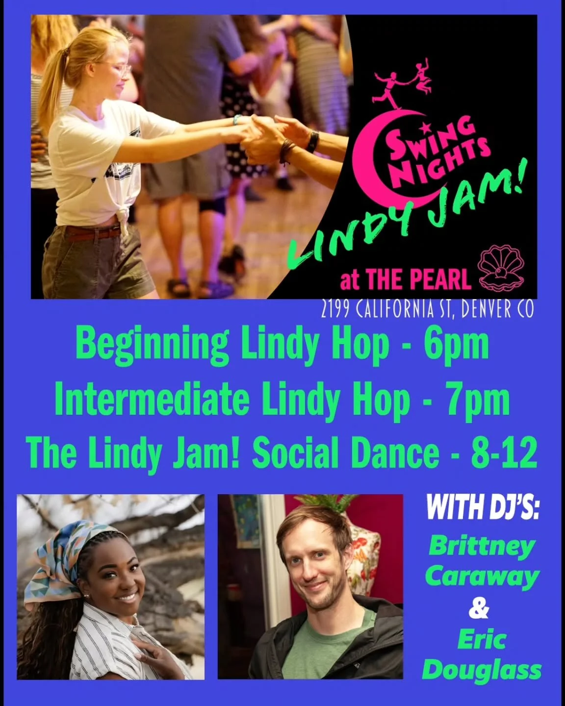 Join us TONIGHT (2/10) for LINDY JAM #199 at The Pearl! Swing out with DJ's Brittney Caraway and Eric Douglass, and for Black History Month, Brittney will be playing an all black musician set! Bring your own emptied water bottle, and bags are screene