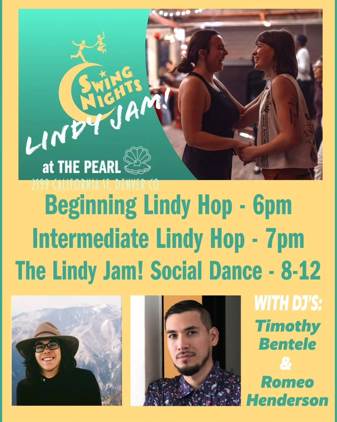 Join us TONIGHT (3/10) for LINDY JAM no. 203 at The Pearl! Swing out with DJ's Timothy Bentele and Romeo Henderson! Bring your own emptied water bottle, and bags are screened at the door. Please be kind to security staff, and stay home if you feel un