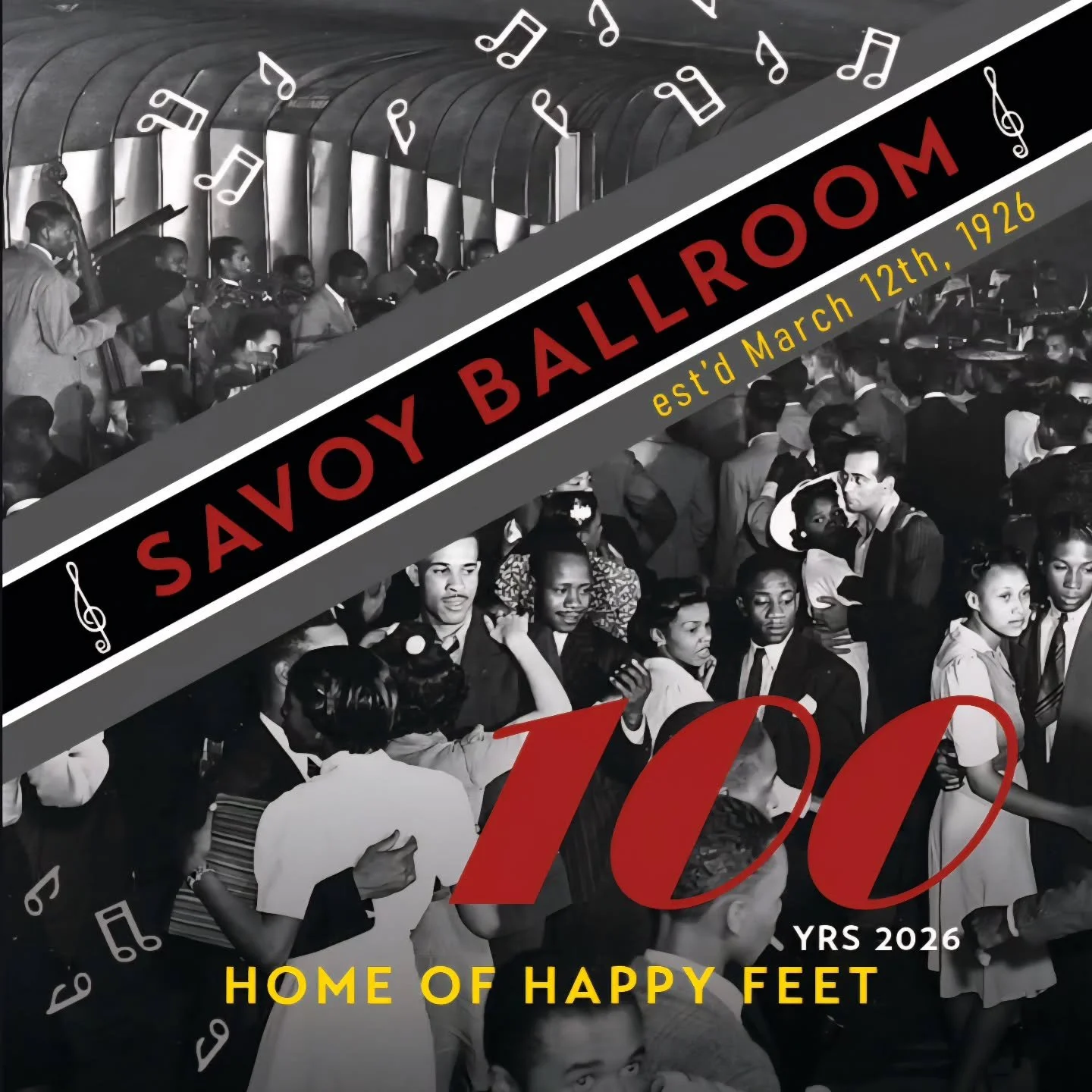 HAPPY BIRTHDAY Savoy Ballroom!!! 🎂

The birthplace of Lindy Hop is 100 years old today! Swing out in its honor! We're so grateful to the African American community: the artists, musicians, and dancers who created the culture, music, steps, and rhyth