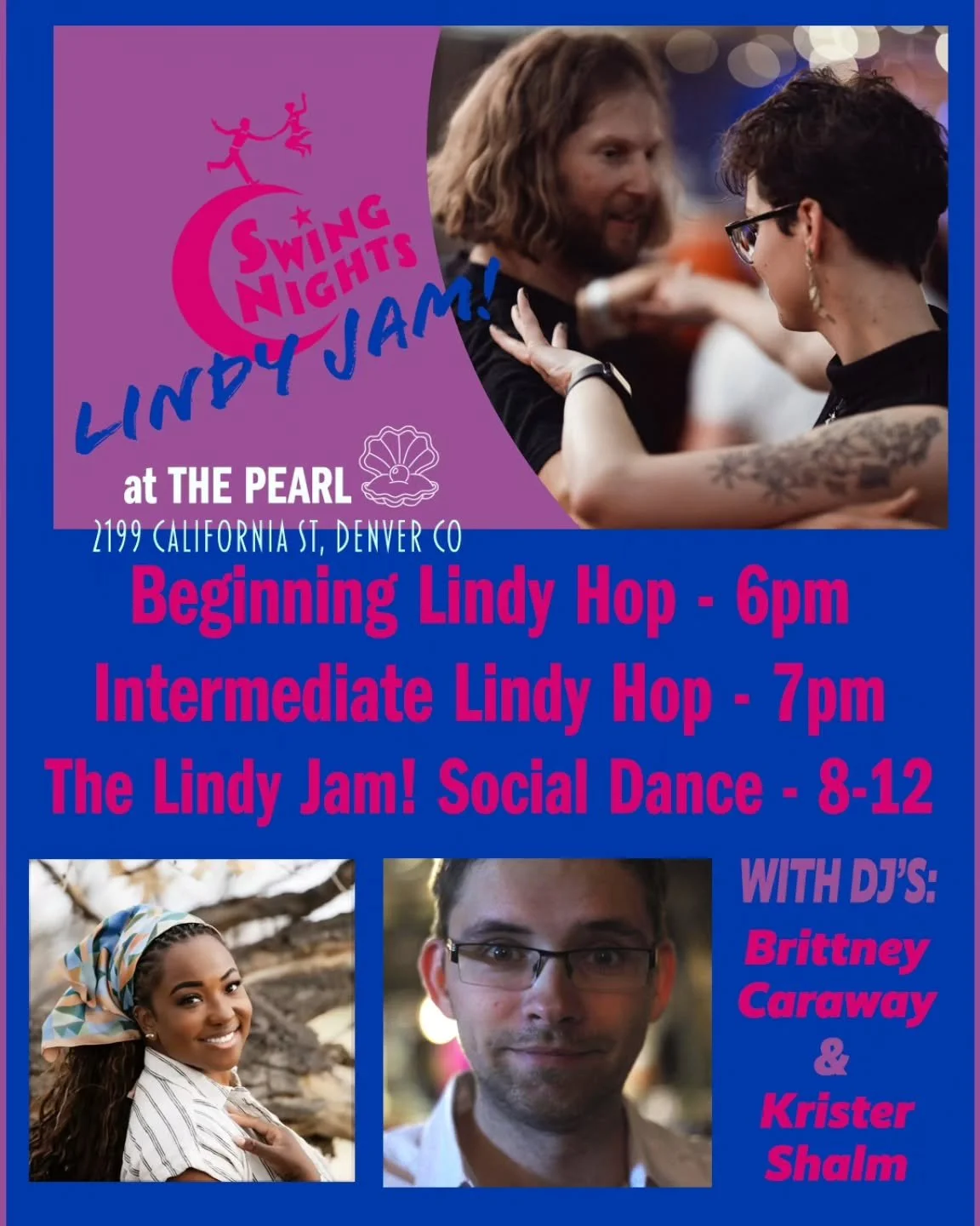 Join us TONIGHT (3/31) for LINDY JAM no. 206 at The Pearl! Swing out with DJ's Brittney Caraway &amp; Krister Shalm! Bring your own emptied water bottle, and bags are screened at the door. Please be kind to security staff, and stay home if you feel u