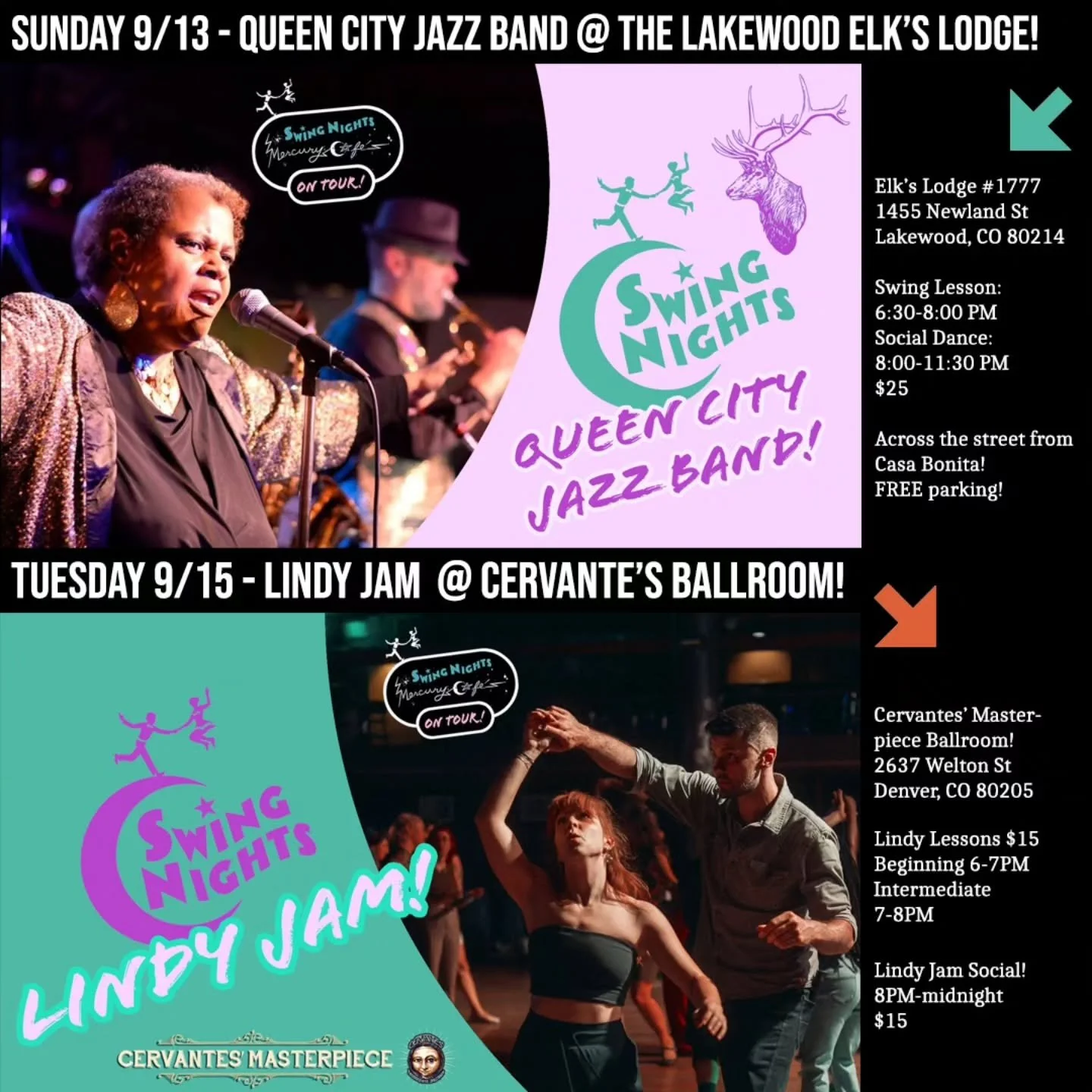 Along with all the dancing, we have Board Game Night on Sunday and Free Sticker Night on Tuesday! Join in all the fun, and we'll see you there!

SUNDAY:

Join us TONIGHT (9/13) for Queen City Jazz Band and BOARD GAME NIGHT at the Lakewood Elk's Lodge