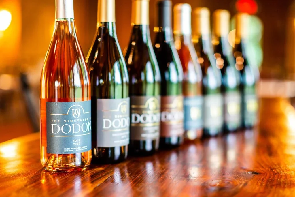 line up of Dodon Vineyard estate wines