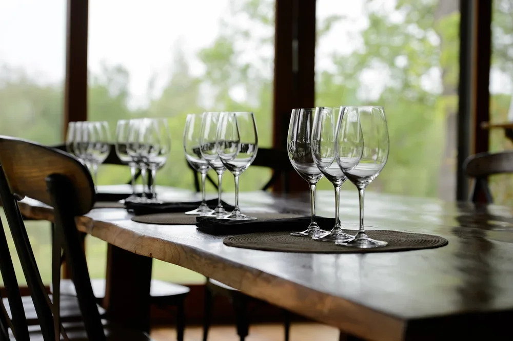 An intimate tasting set up in the Dodon Vineyards tasting room.