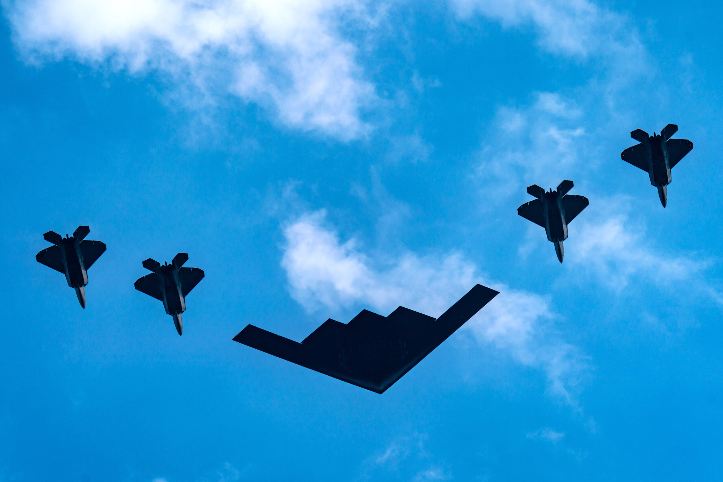 B-2 Spirit and F-22s, during 2020 NYC July 4th flyover.