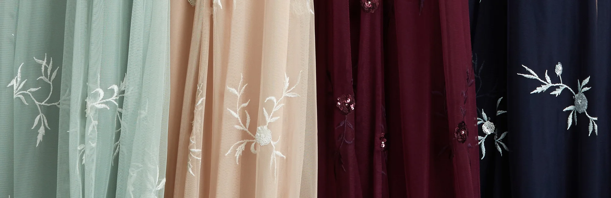 Available in all bodices paired with the Georgette Skirt Silhouette in Green with Ivory, Champagne with Ivory, Burgundy with Purple or Navy with Silver and Ice Blue embroidery.