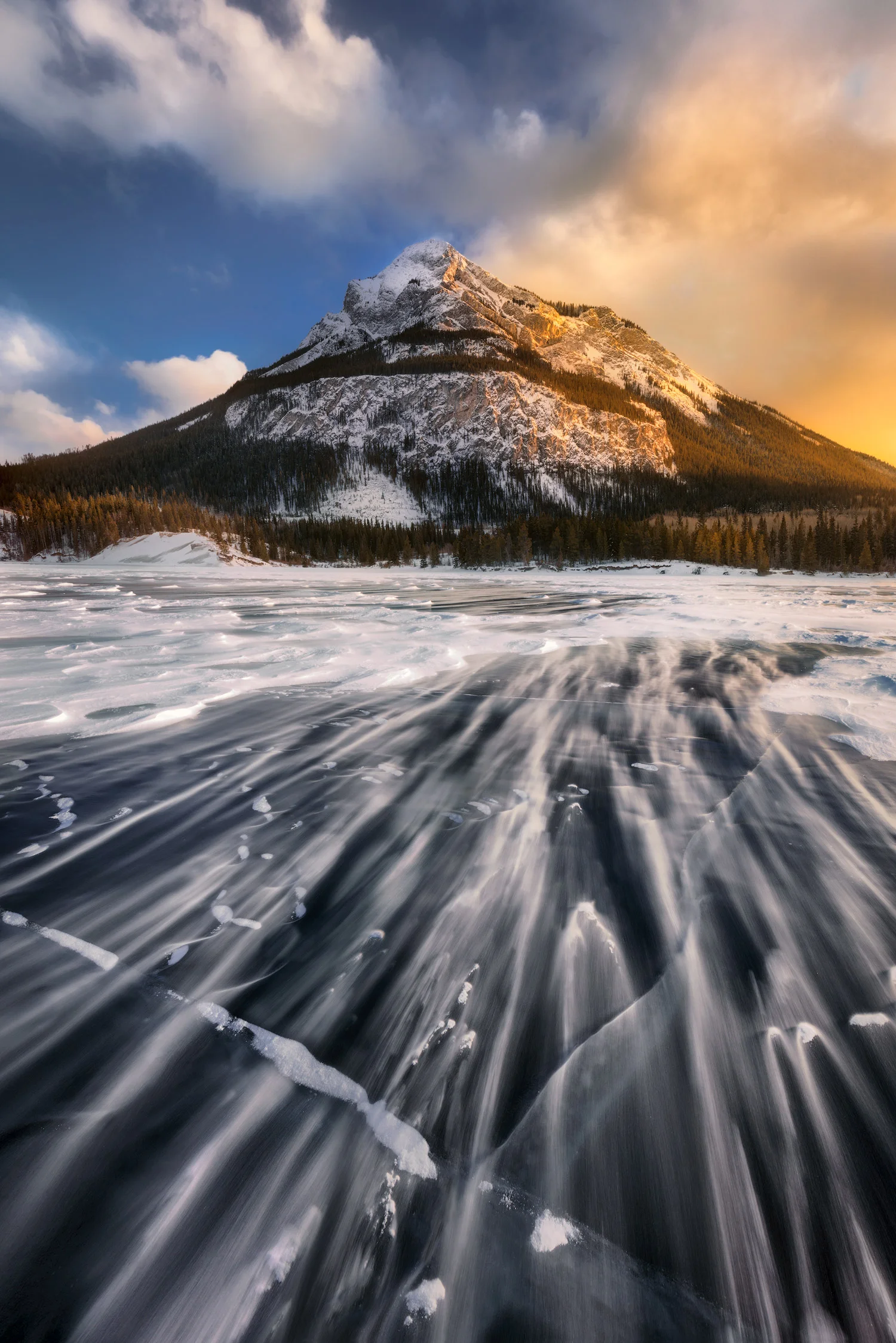 Feel the Wind, Mount Baldy above Barrier Lake with blowing snow (February 10, 2017)