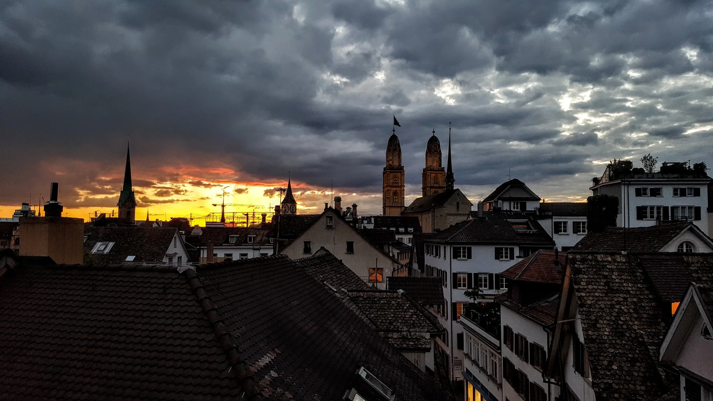 Sunset from private balcony at the Oldtown Hostel Otter