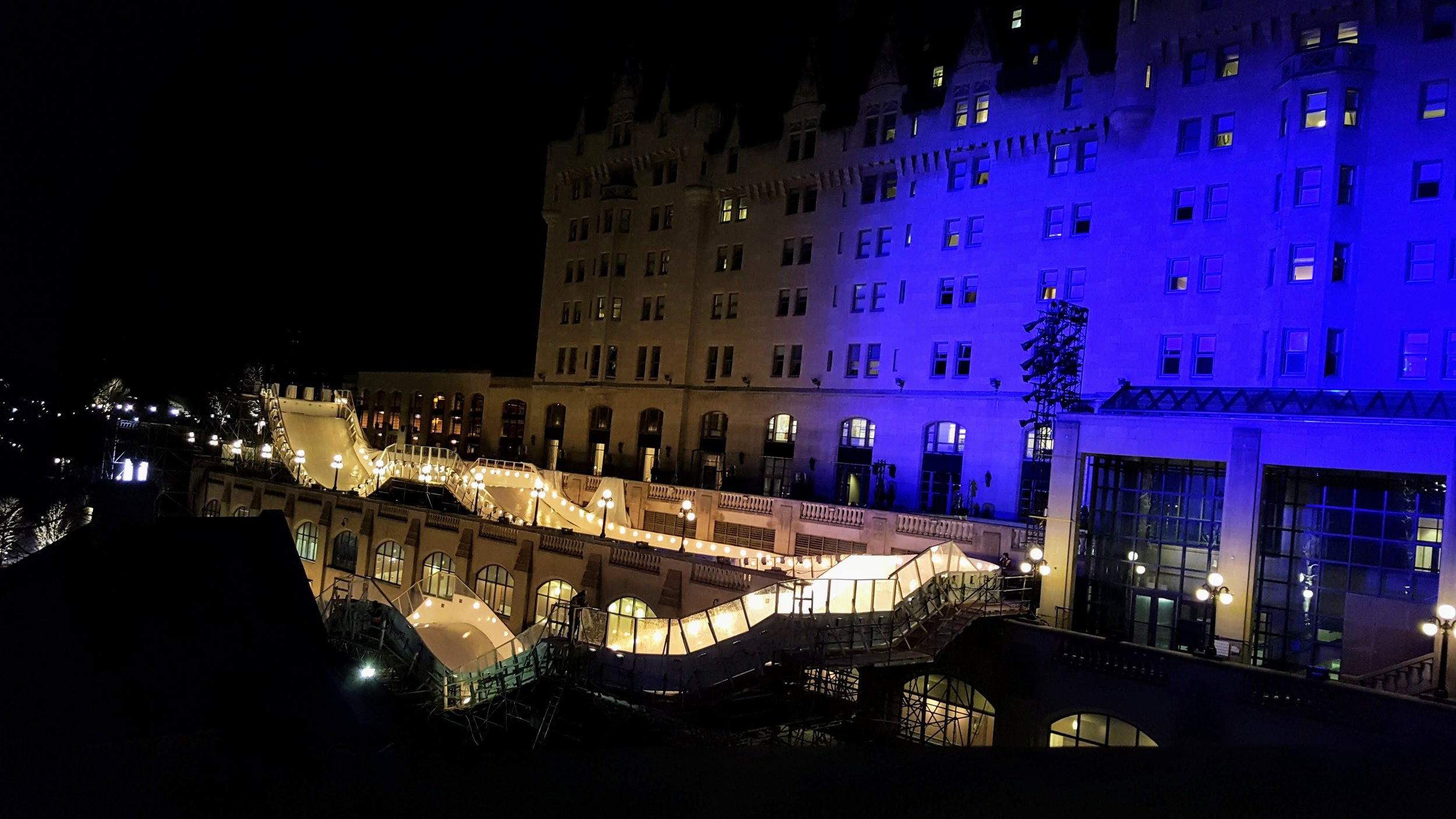 Red Bull Crashed Ice event being set up in Ottawa.