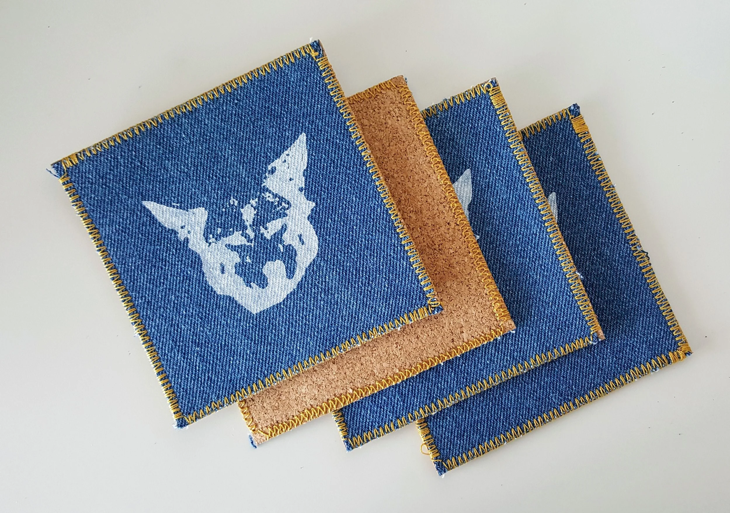 Hand Crafted Denim & Cork Coasters