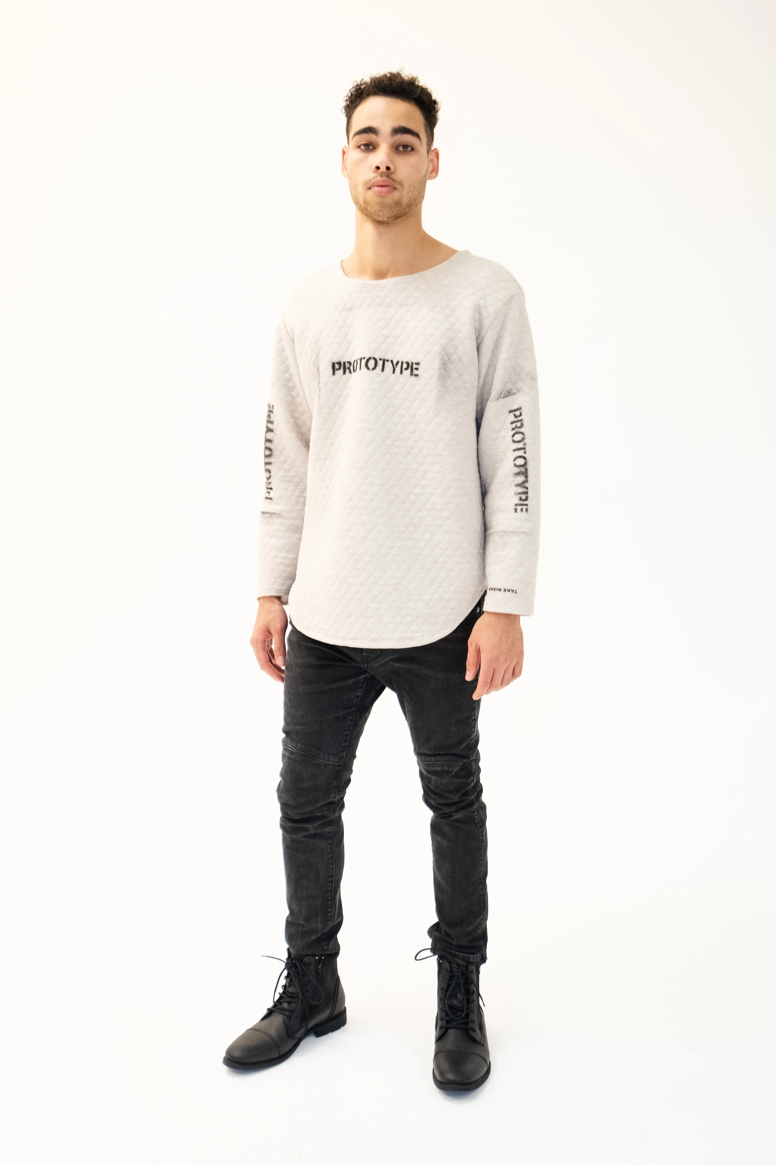 QUILTED L/S WIDENECK SWEATSHIRT