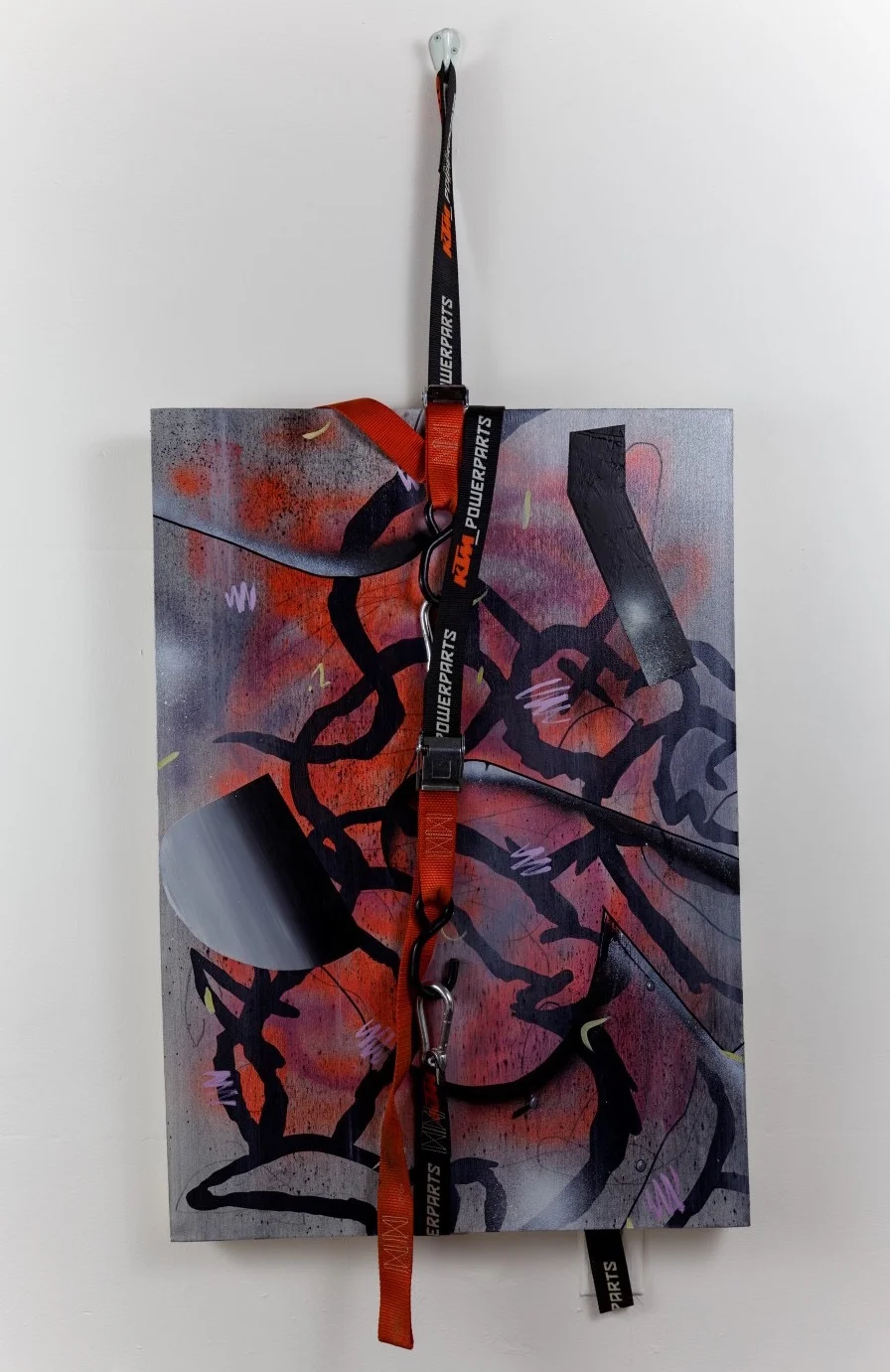 Chrome oil & ink on canvas variable 2016