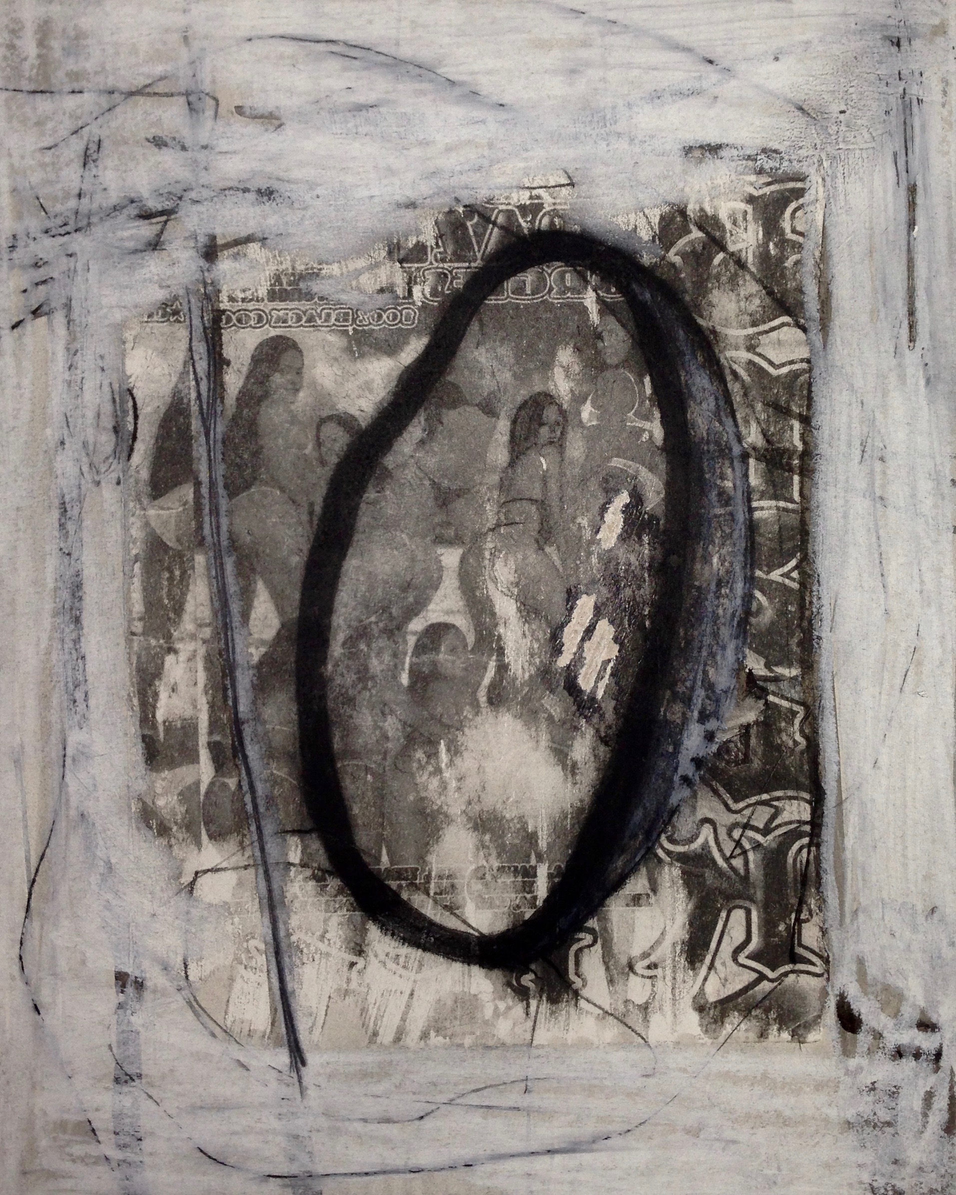 RP 2 image transfer, charcoal, & oil pastel 8 X 10 2016
